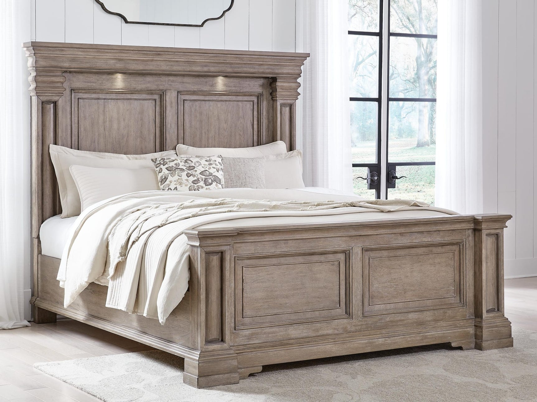 Blairhurst Light Grayish Brown Panel Bedroom Set Queen 3: Bed, Dresser, Mirror from Decor Furniture