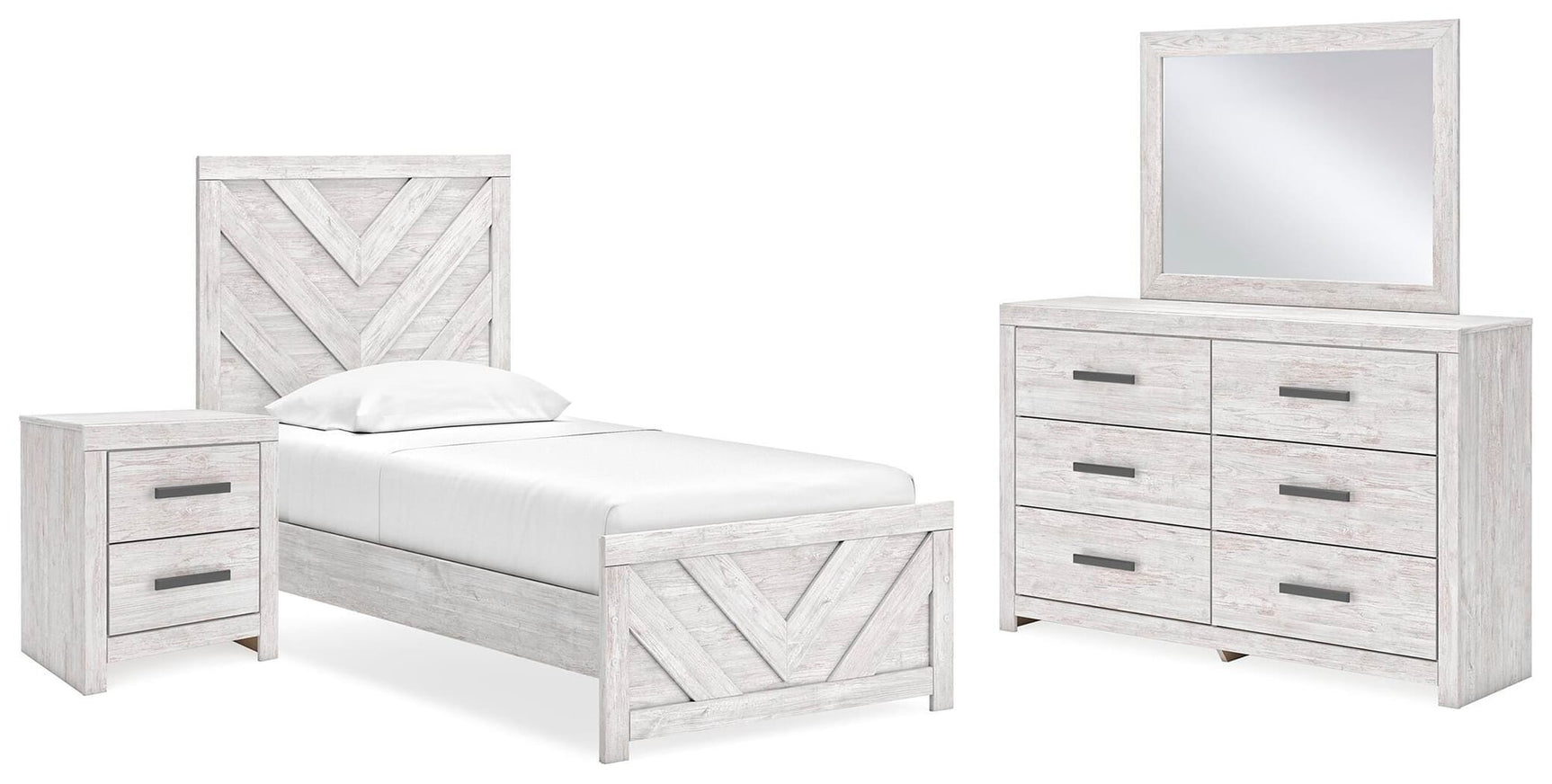 Cayboni Whitewash Panel Bedroom Set view 3