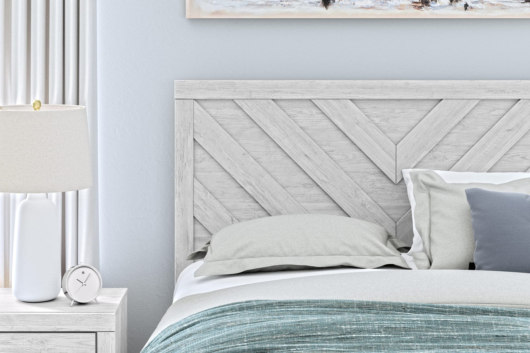 Cayboni Whitewash Panel Bedroom Set detail view