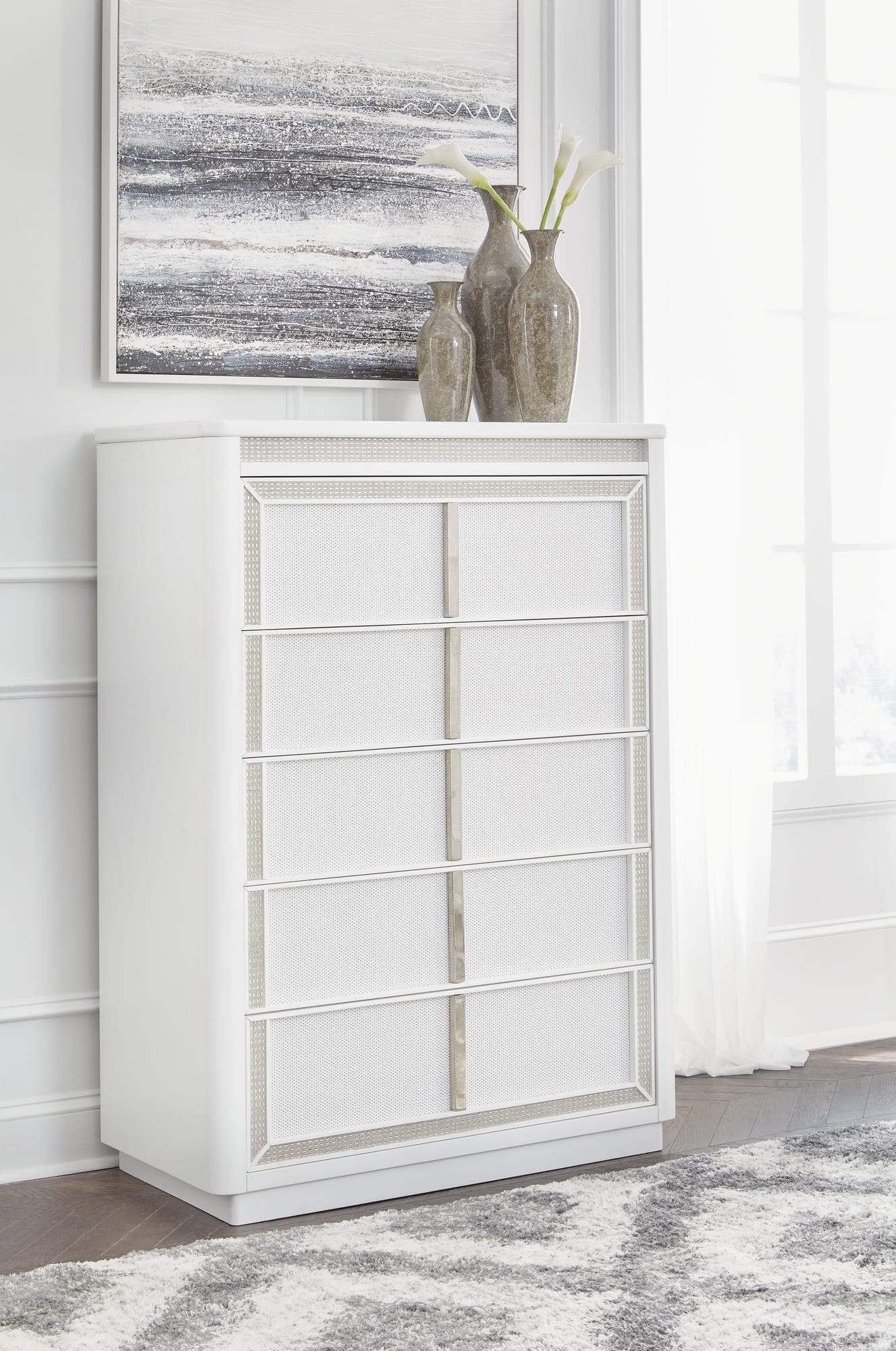 Chalanna White Upholstered Storage Bedroom Set from Decor Furniture