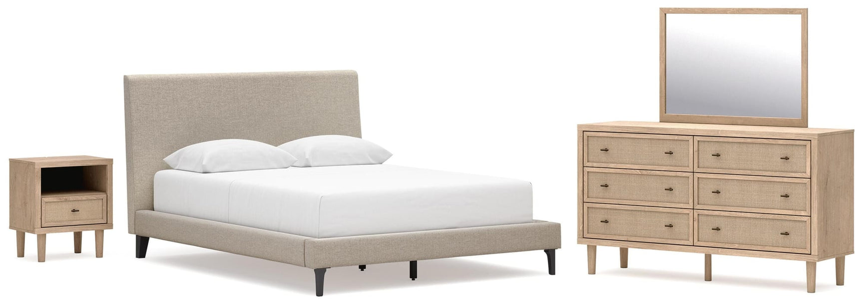 Cielden Soft Gray Upholstered Bedroom Set from Decor Furniture