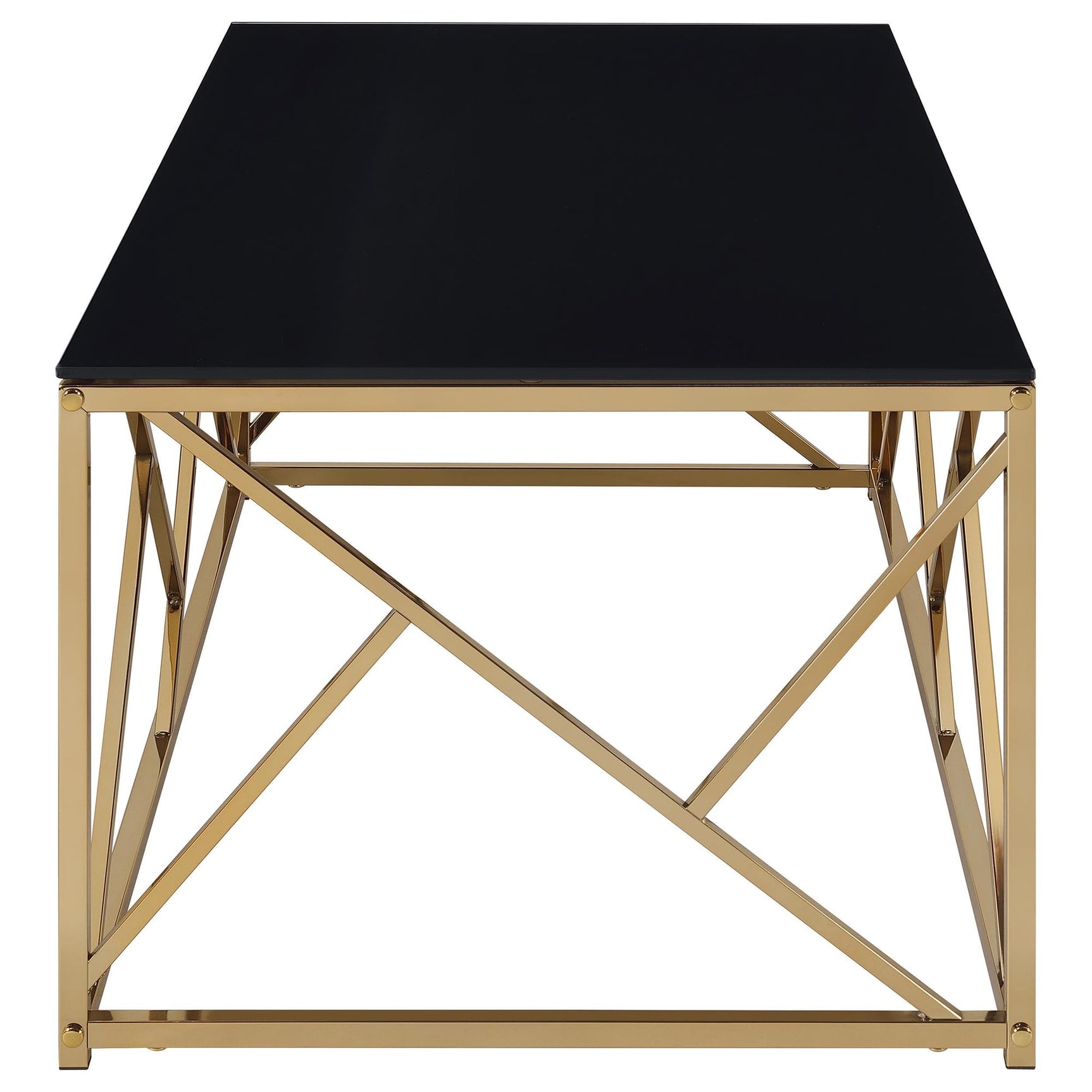 Comisso Contemporary 3-Piece Tempered Glass Coffee Table Set Gold view 4