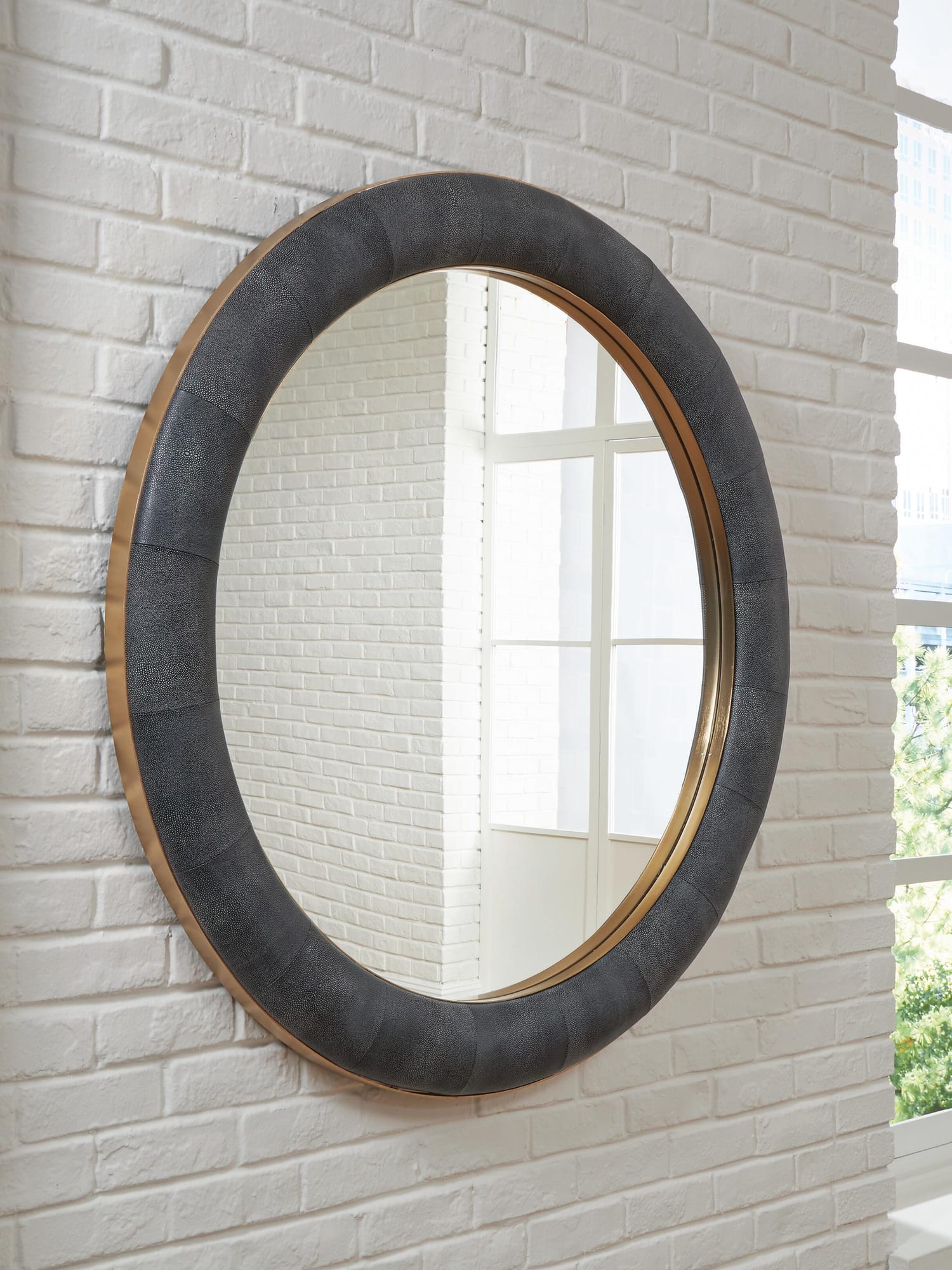 Corinsworth Charcoal/Brass Finish Accent Mirror from Decor Furniture