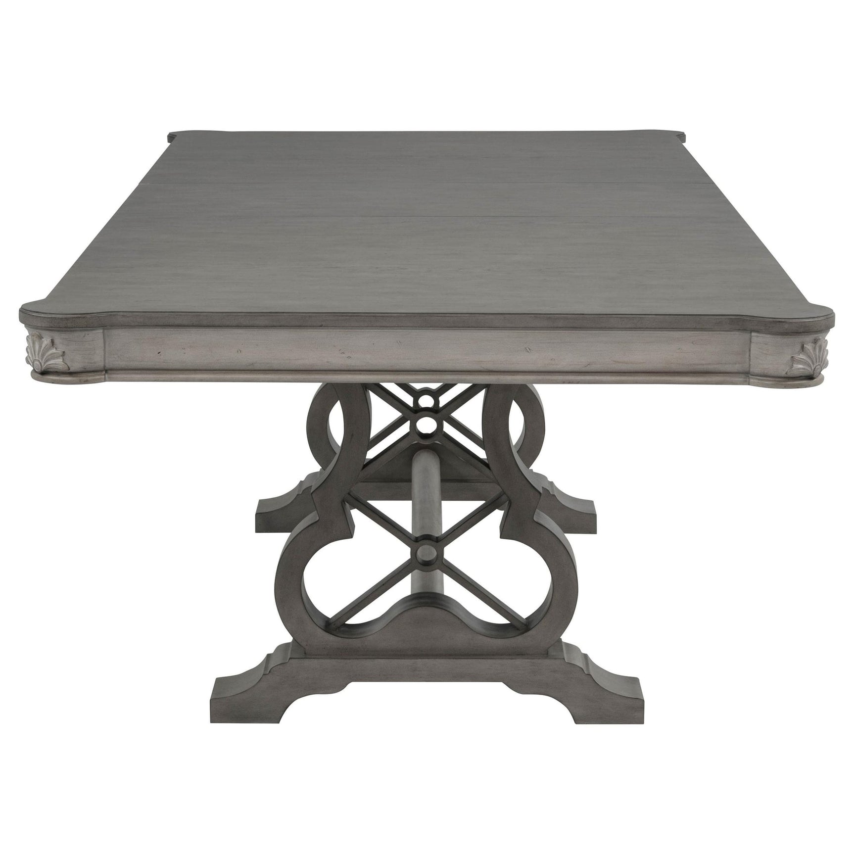 Cresswell 104-inch Double Pedestal Extension Dining Table Weathered Taupe view 5