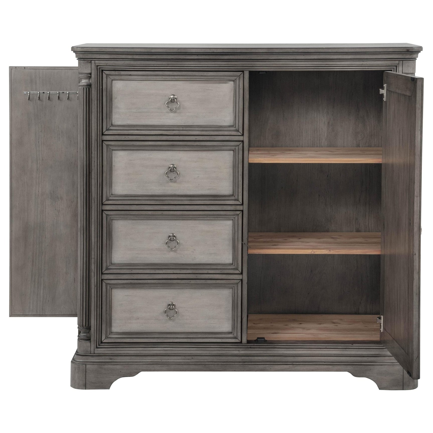Cresswell 4-drawer Door Chest with Hidden Storage Weathered Taupe view 4
