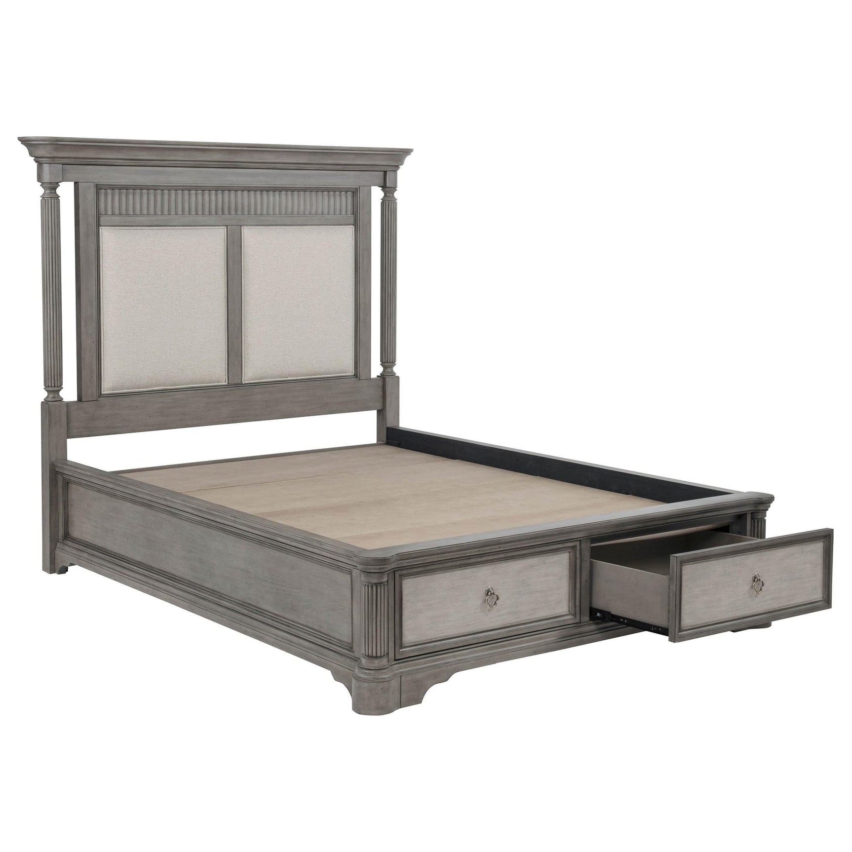 Cresswell Queen Upholstered Storage Platform Bed Weathered Taupe view 4