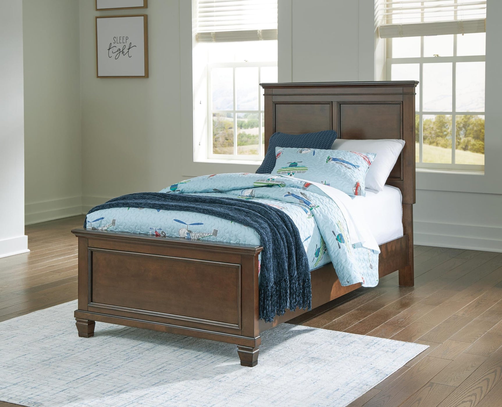 Danabrin Brown Panel Bedroom Set Twin 3: Bed, Dresser, Mirror from Decor Furniture