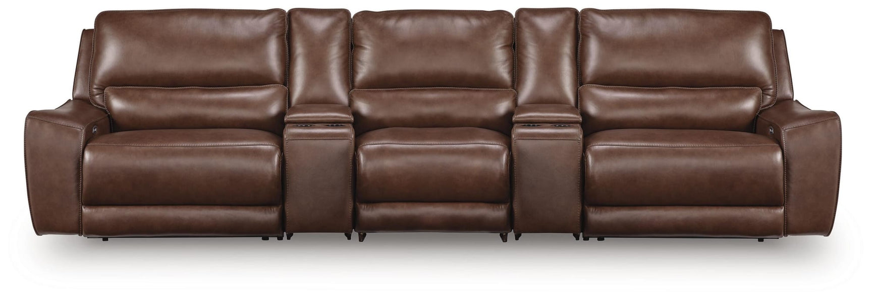 DeepWakes Canyon Leather 5-Piece Reclining Sectional with Storage Consoles view 4