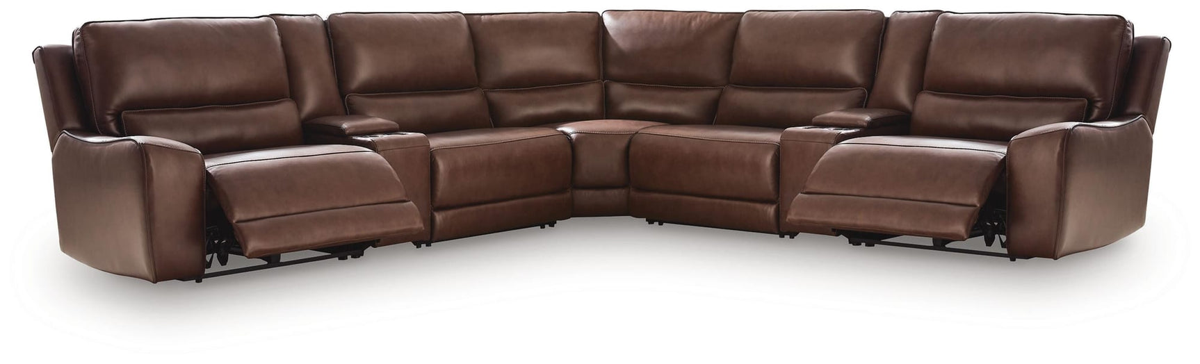 DeepWakes Canyon Leather 7-Piece Reclining Sectional with Storage Consoles view 4