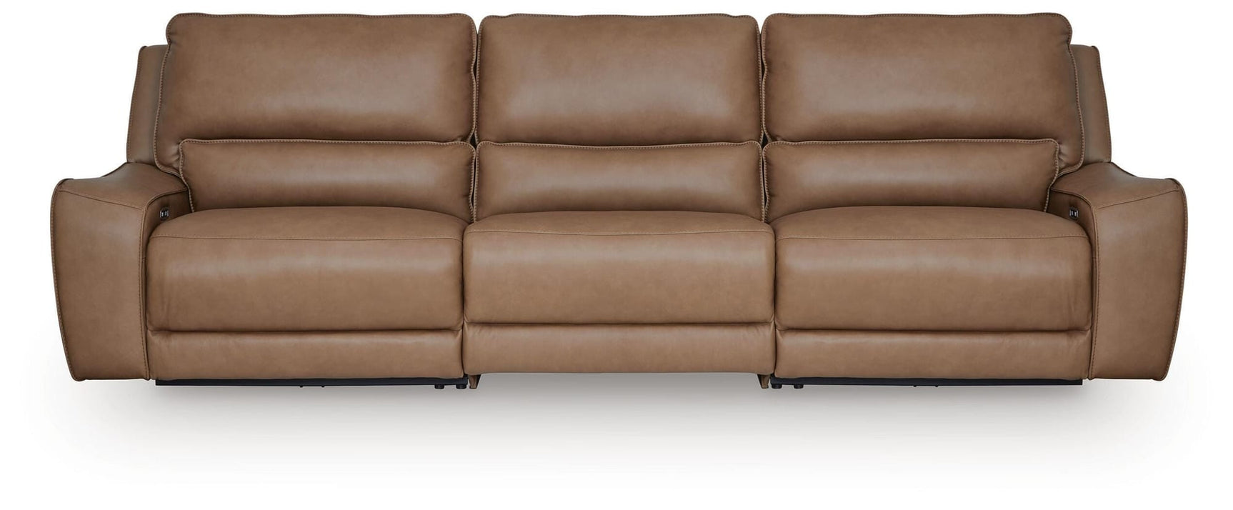 DeepWakes Caramel Leather 3-Piece Power Reclining Sectional view 2