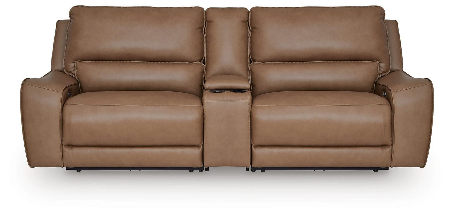 DeepWakes Caramel Leather 3-Piece Power Reclining Sectional view 2