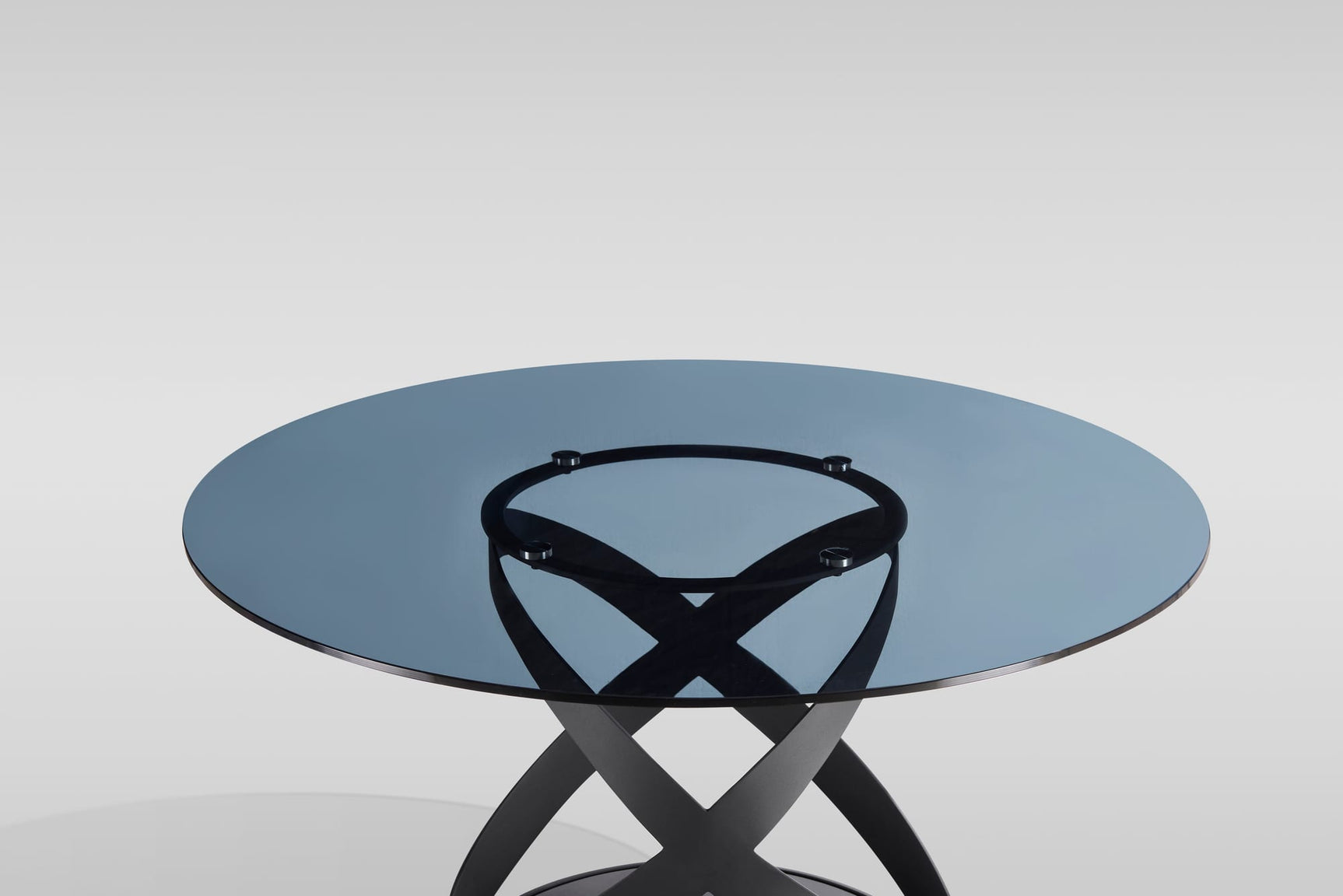 Dimi 5-Piece Dining Set with Smoke Glass Table and Black Iron Infinity Base view 9