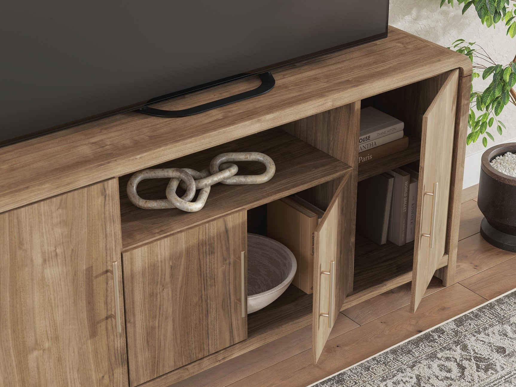 Dovander Brown 63" TV Stand detail view