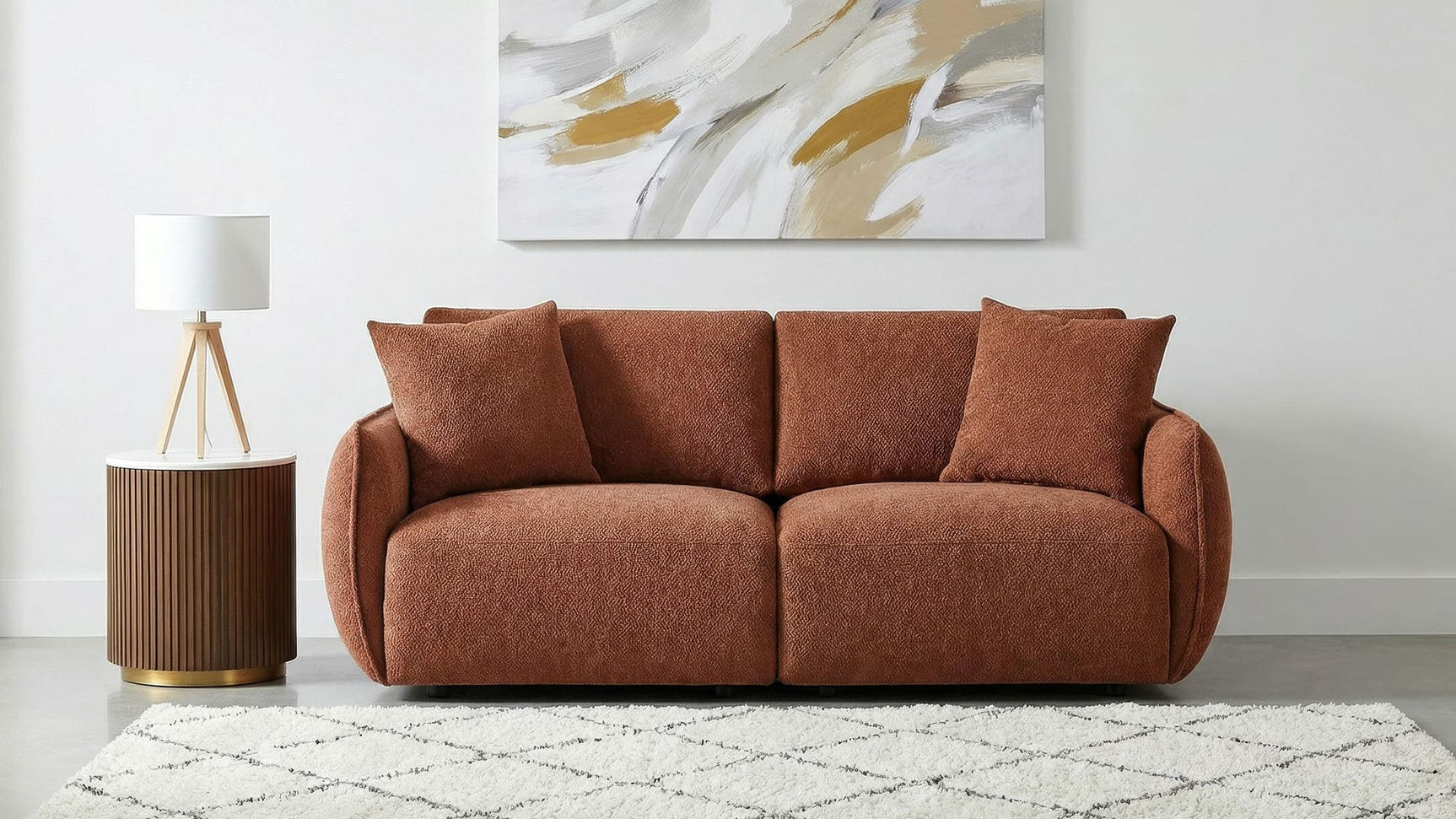 Elysia Fabric Upholstered Modular Lounge Loveseat Coral view 2