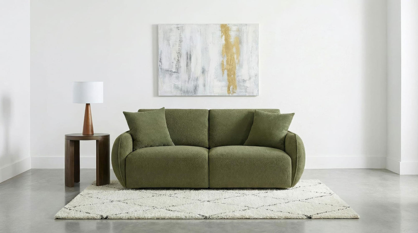 Elysia Fabric Upholstered Modular Lounge Loveseat Green view 2