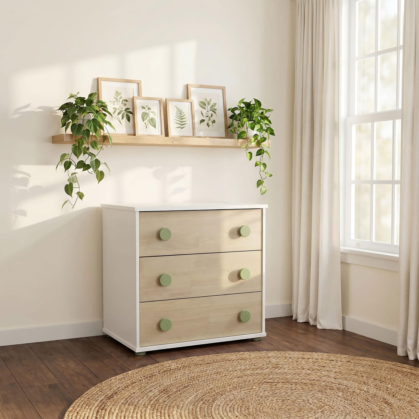 Evren 3-drawer Chest with Olive Wood Knobs Tri-Tone view 2