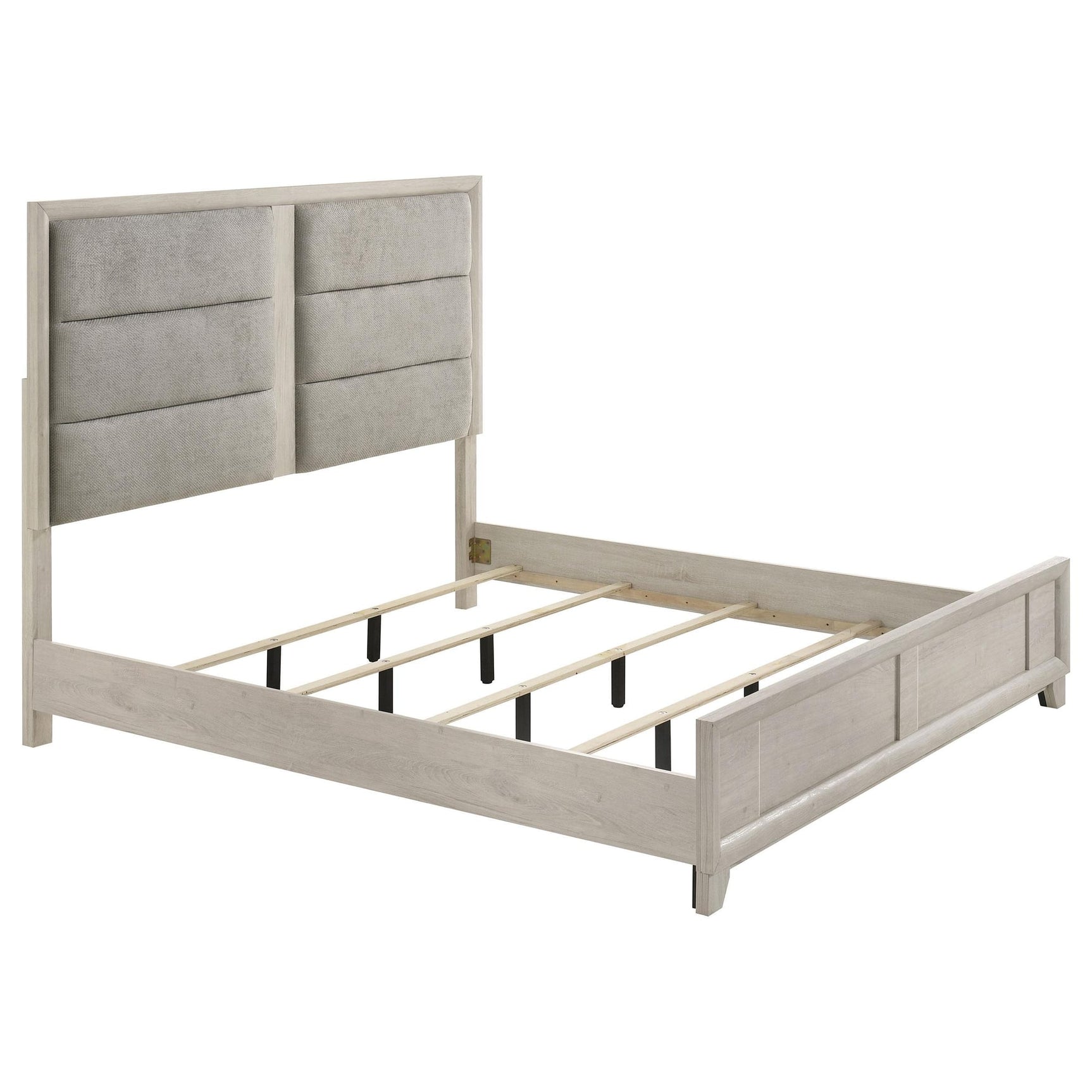 Farre Eastern King Upholstered Platform Panel Bed Washed Grey from Decor Furniture
