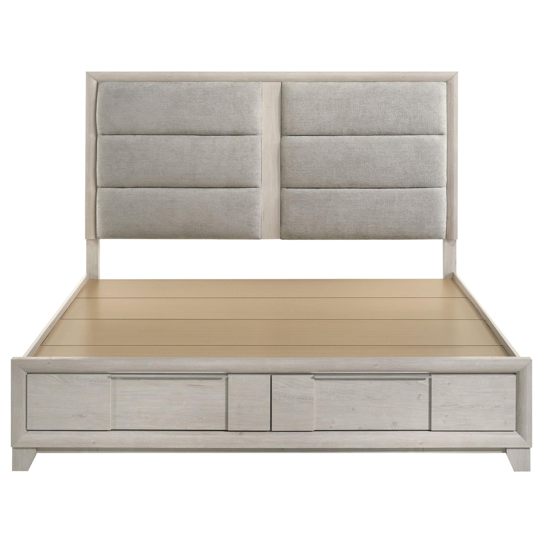 Farre Eastern King Upholstered Storage Platform Bed Washed Grey view 4