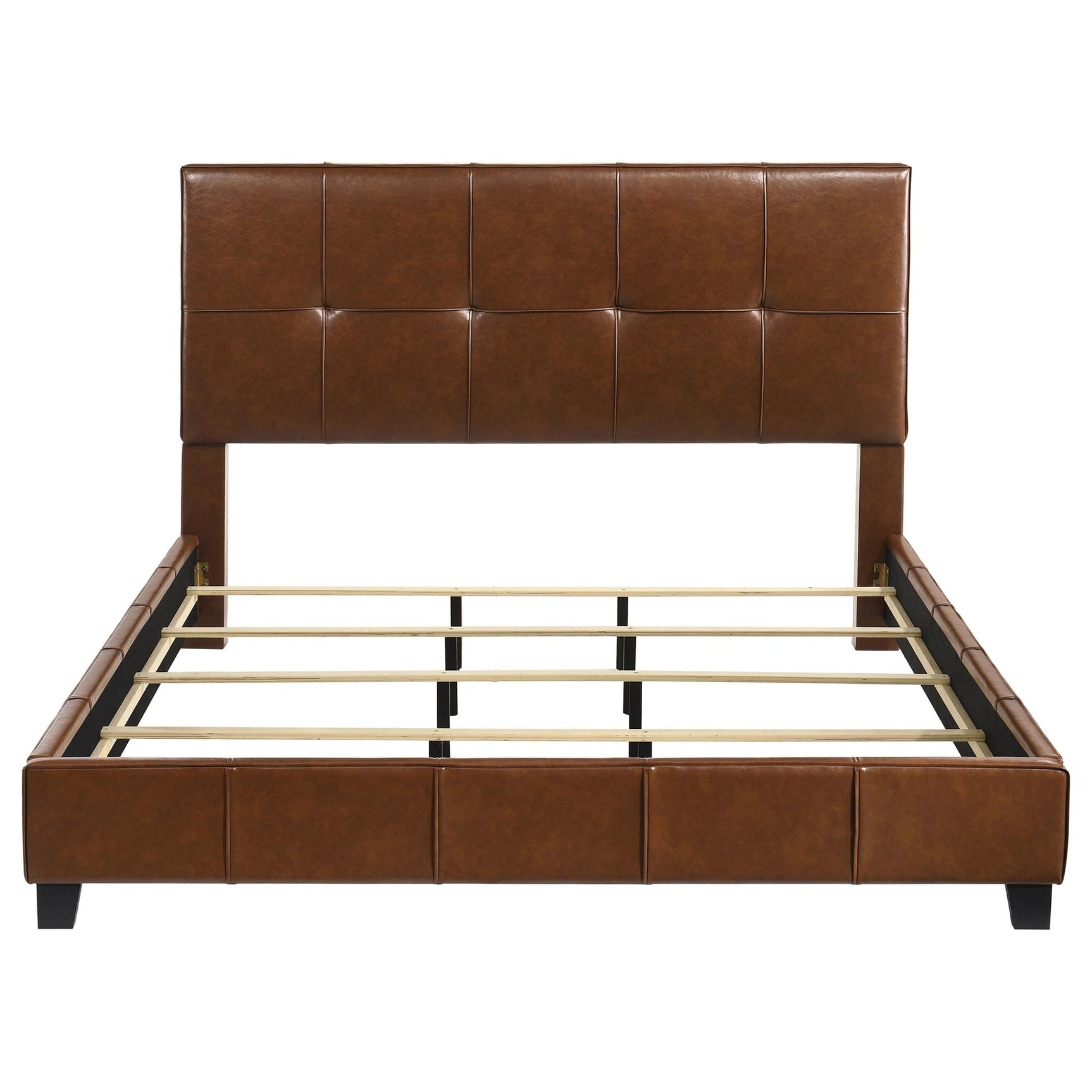 Farrell Eastern King Leatherette Upholstered Panel Bed Brown view 3