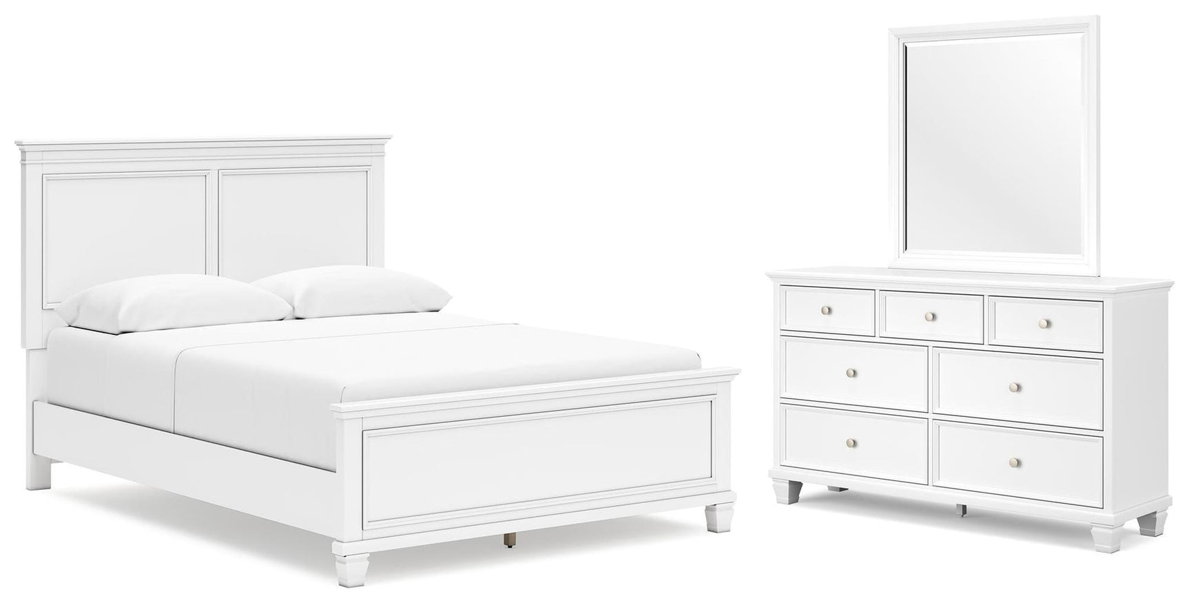 Fortman White Panel Bedroom Set Queen 3: Bed, Dresser, Mirror from Decor Furniture