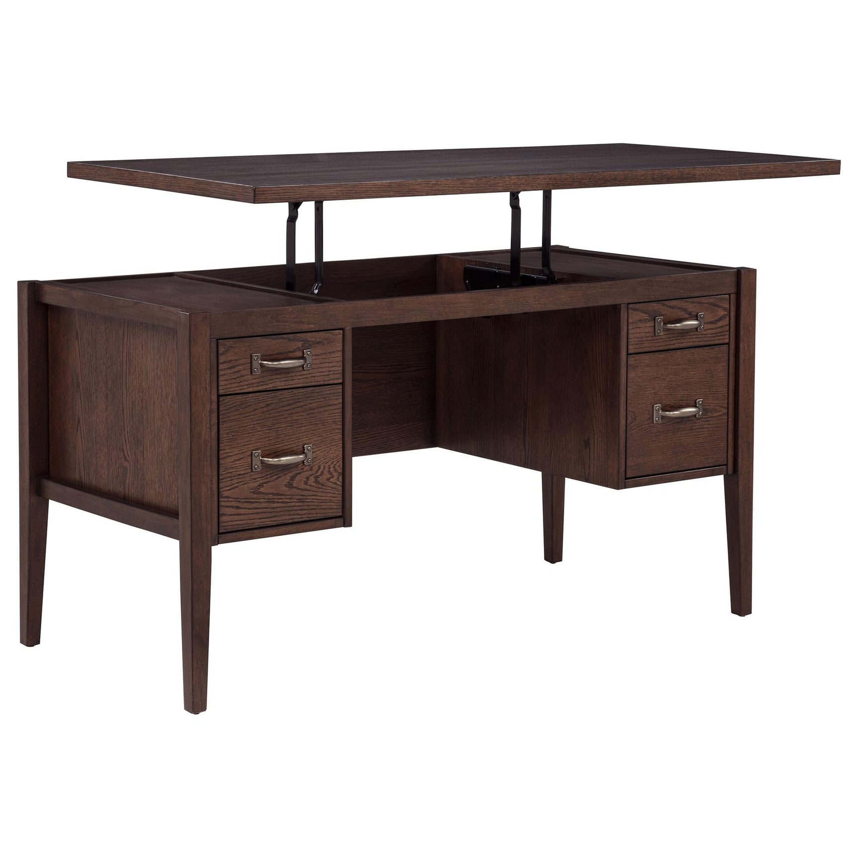 Graham 54-inch 4-drawer Double Pedestal Lift Top Computer Desk Chocolate from Decor Furniture
