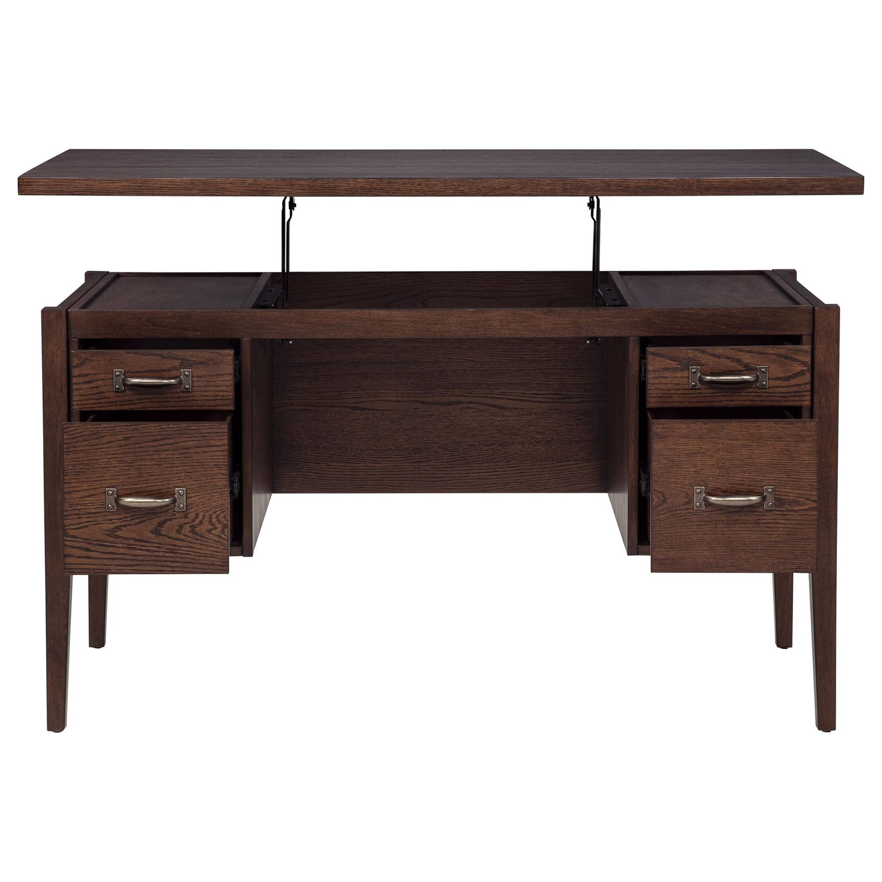 Graham 54-inch 4-drawer Double Pedestal Lift Top Computer Desk Chocolate view 6