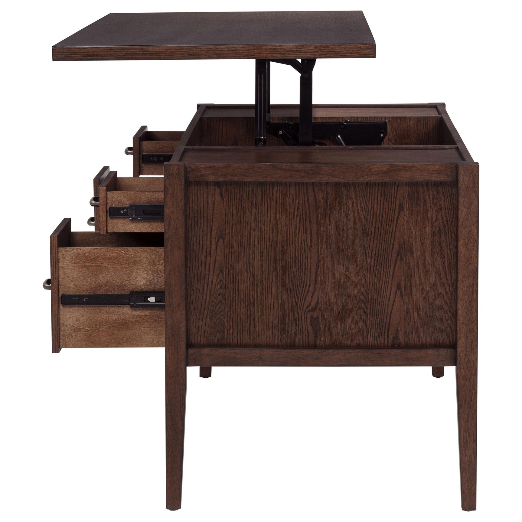Graham 54-inch 4-drawer Double Pedestal Lift Top Computer Desk Chocolate view 8