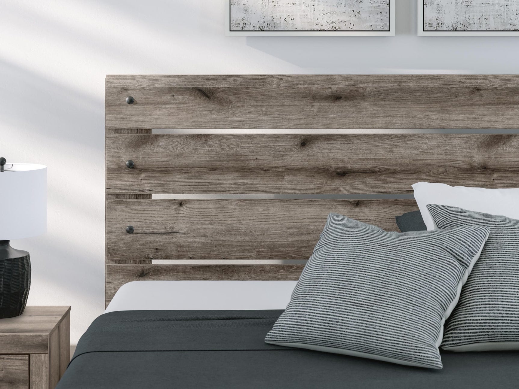 Graystorm Brown Gray Panel Bedroom Set King 3: Bed, Dresser, Mirror from Decor Furniture