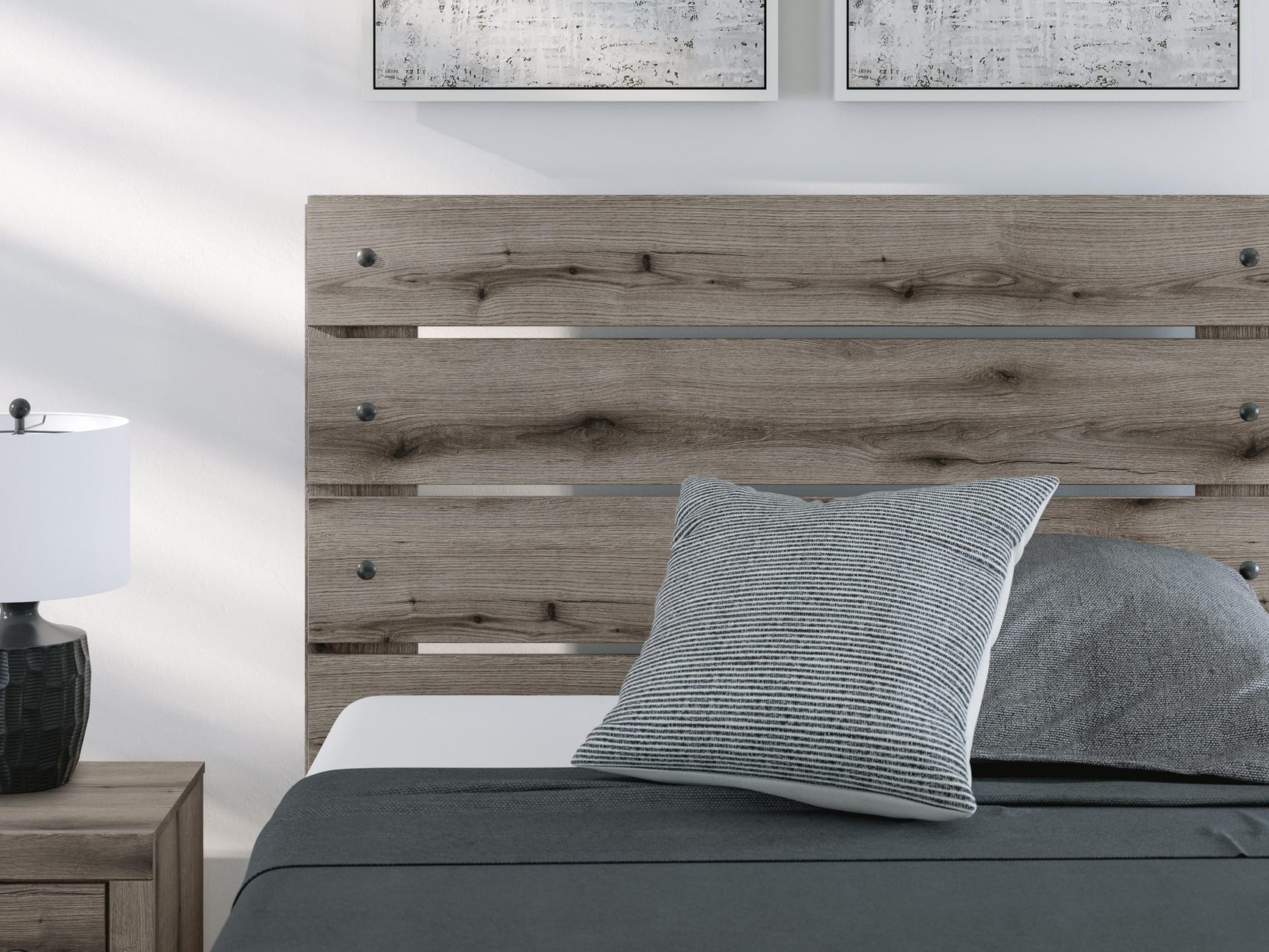 Graystorm Brown Gray Panel Bedroom Set Full 3: Bed, Dresser, Mirror from Decor Furniture