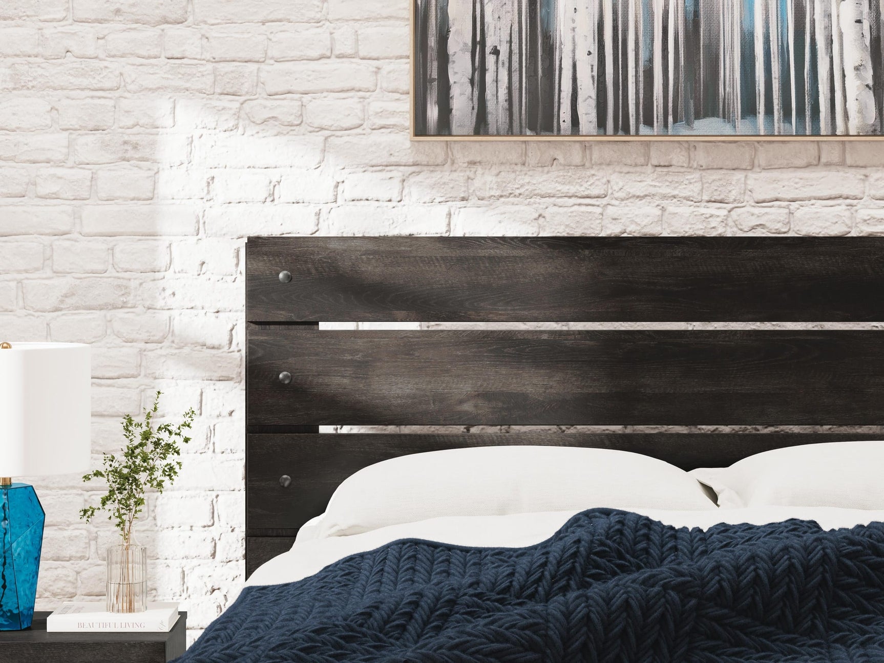 Hollivern Dark Gray Panel Bedroom Set King 3: Bed, Dresser, Mirror from Decor Furniture