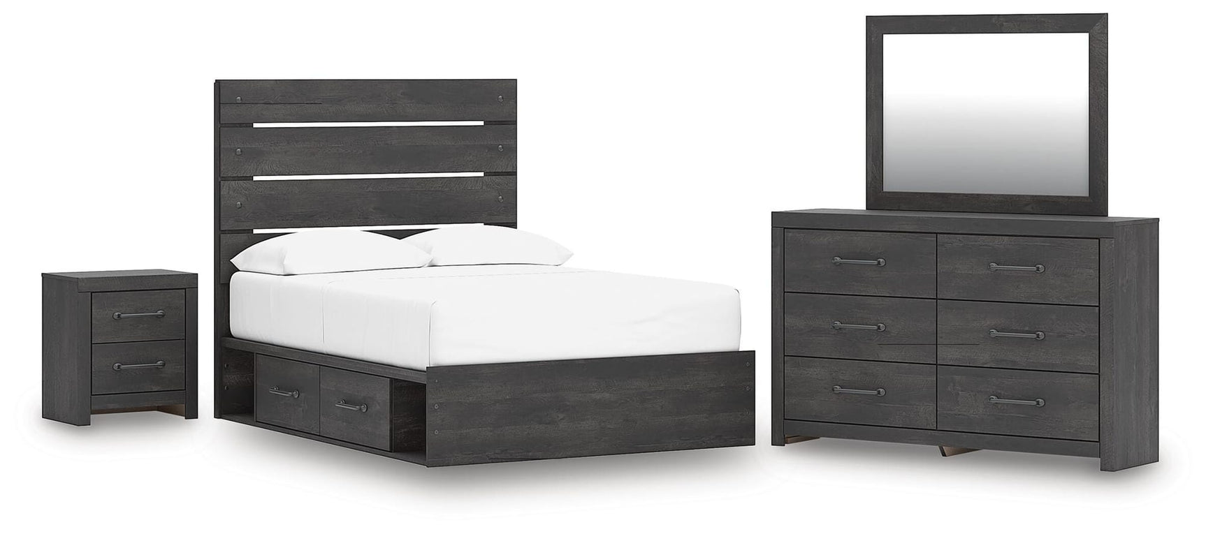 Hollivern Dark Gray Panel Storage Bedroom Set 2 from Decor Furniture