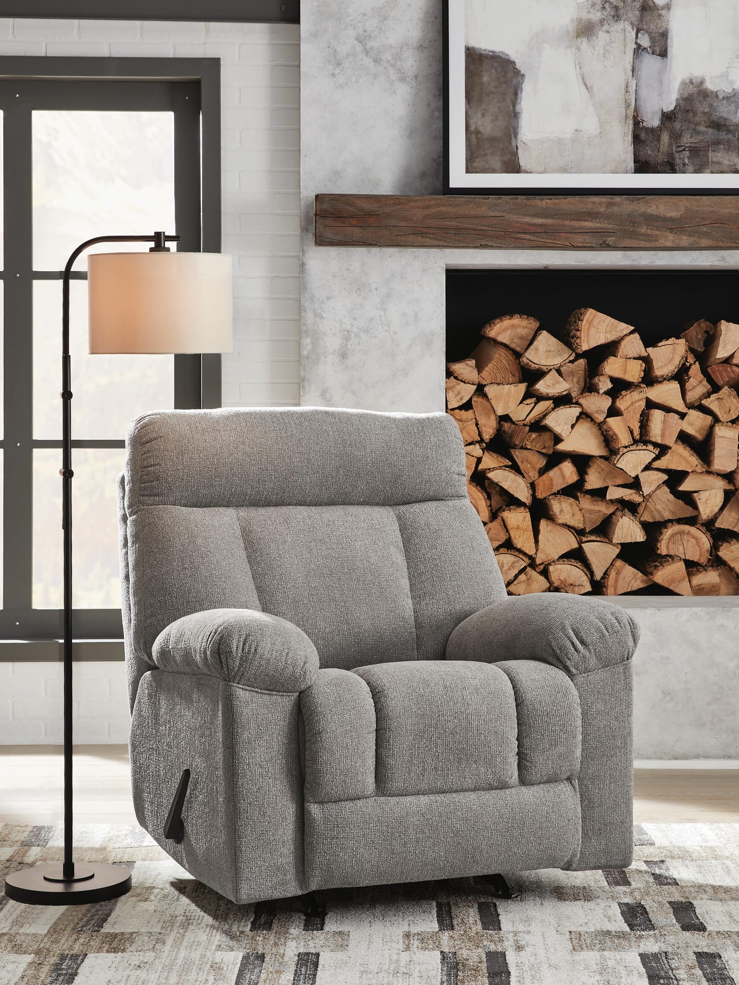 Hoyne Park Smoke Performance Fabric,Next-Gen Nuvella™,Chenille Recliner view 6