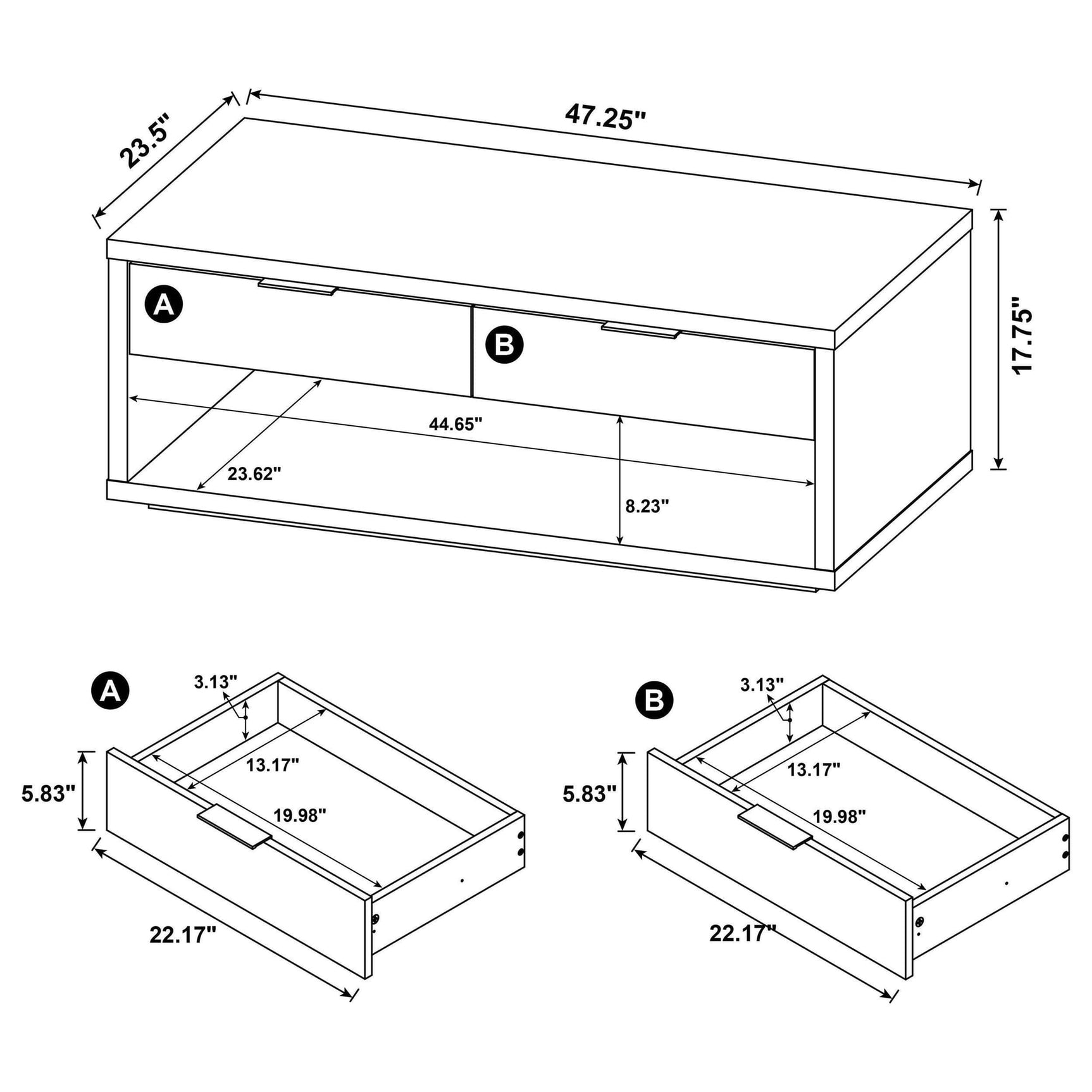 Ingram 2-Piece Coffee and End Table Set with Storage Latte view 15