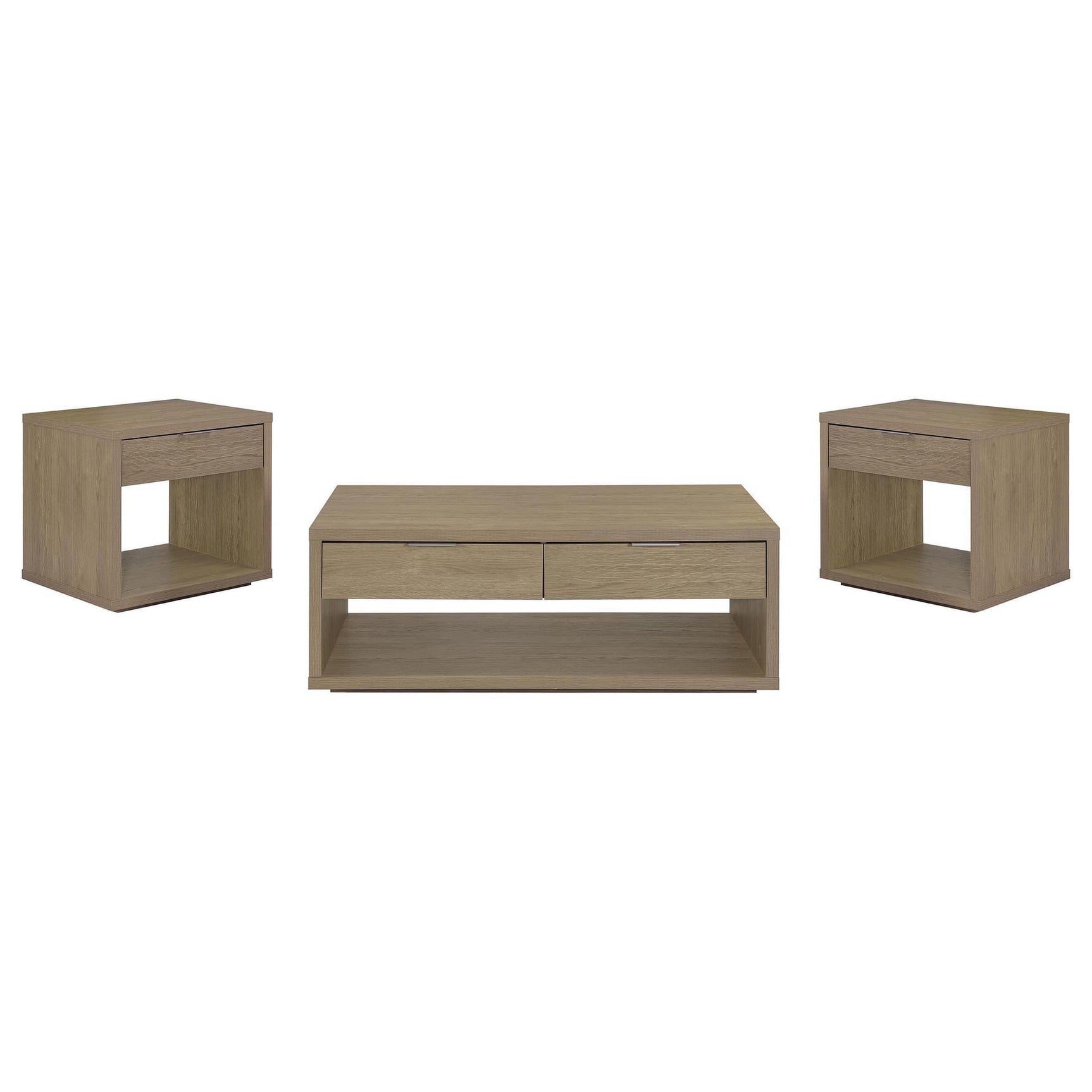 Ingram 3-Piece Coffee and End Table Set with Storage Latte view 2