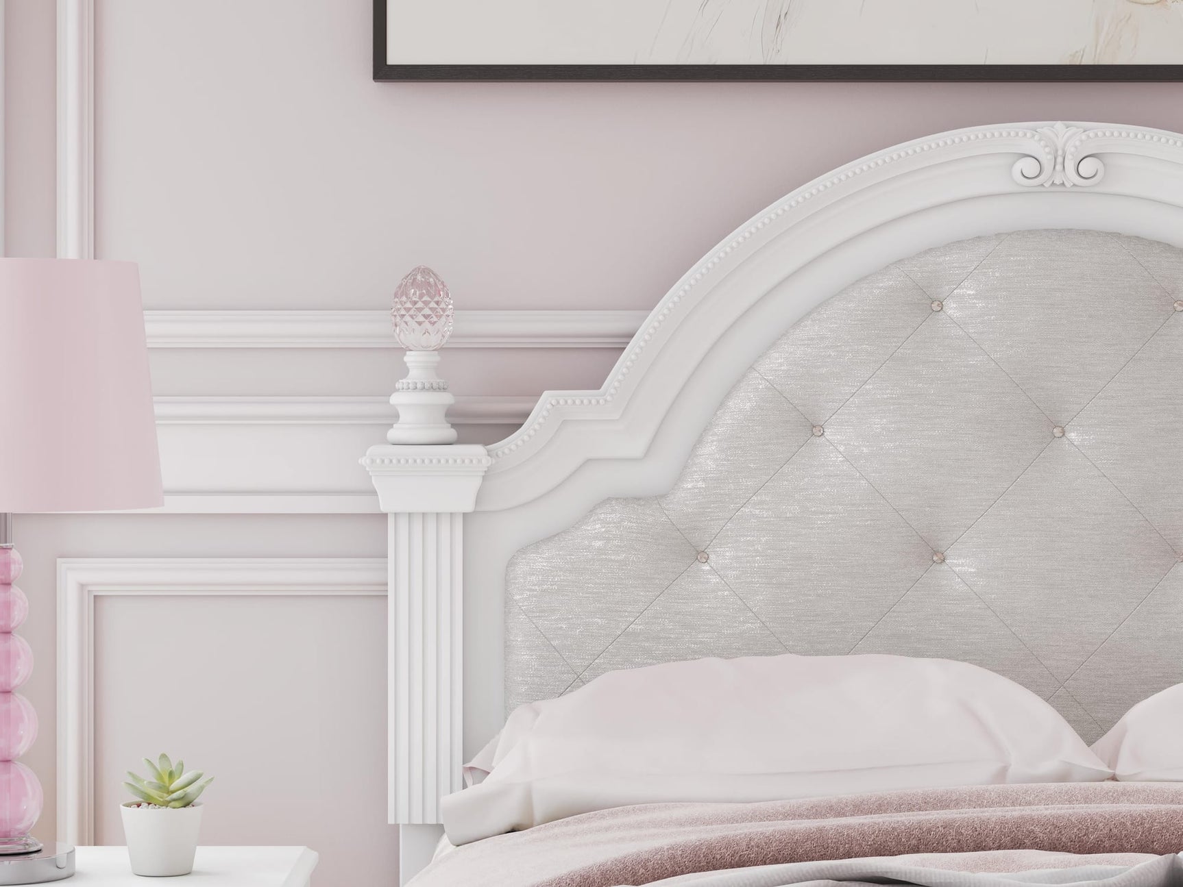 Kozlani White Upholstered Panel Storage Bedroom Set Full 3: Bed, Dresser, Mirror from Decor Furniture