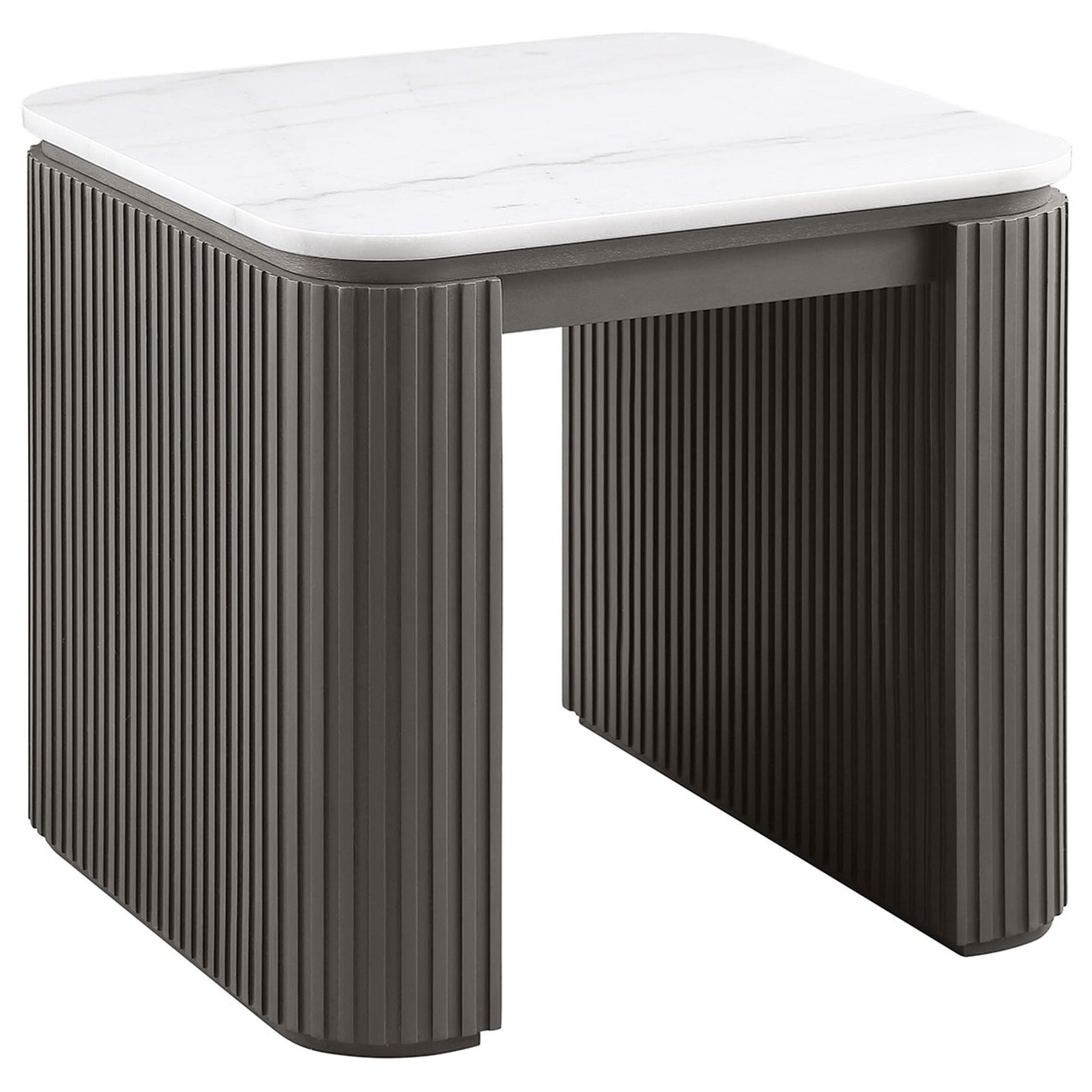 Lior 2-Piece Rectangular Marble Top Coffee and End Table Set Charcoal view 2