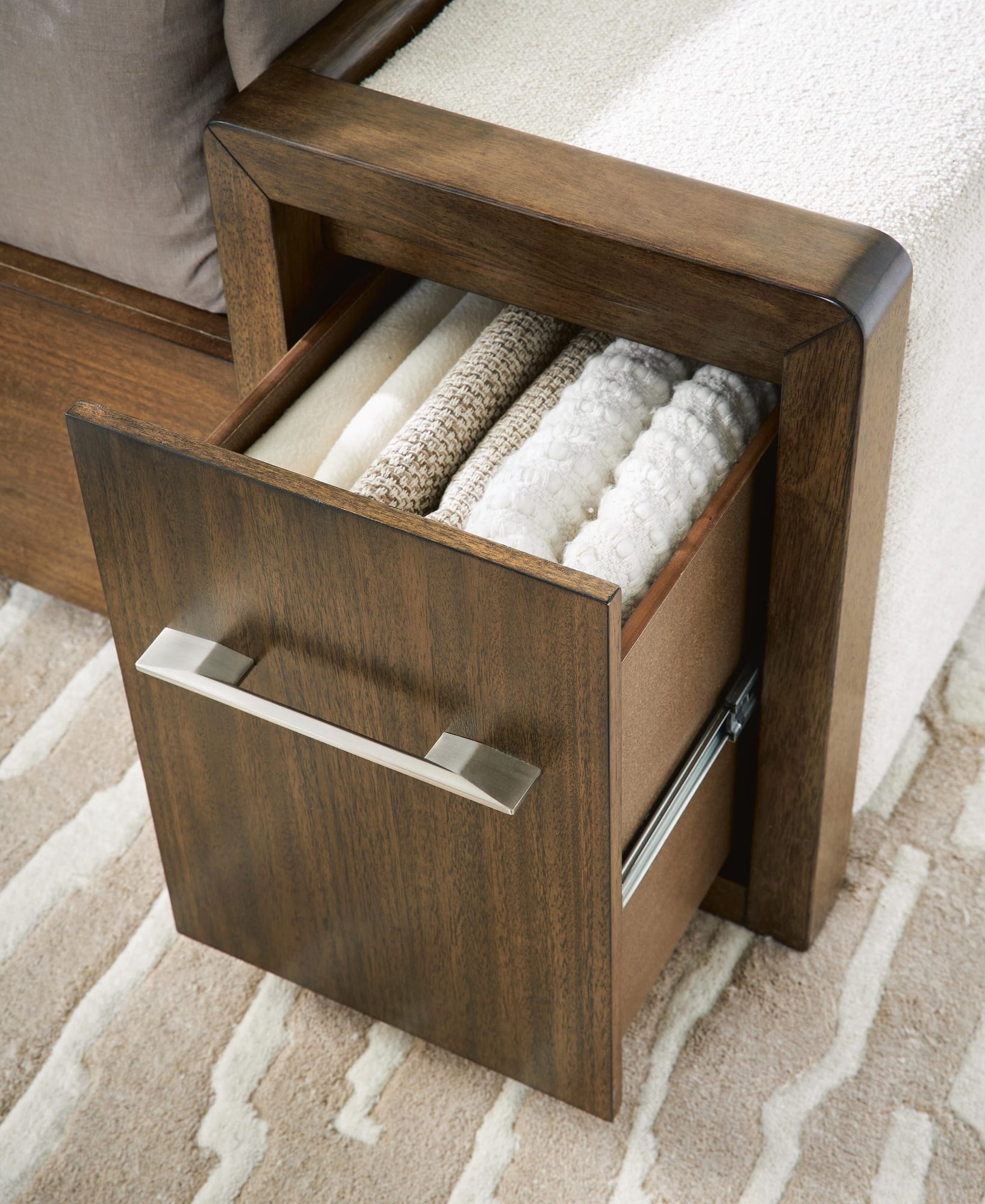Marxmore Brown King Upholstered Storage Bed detail view