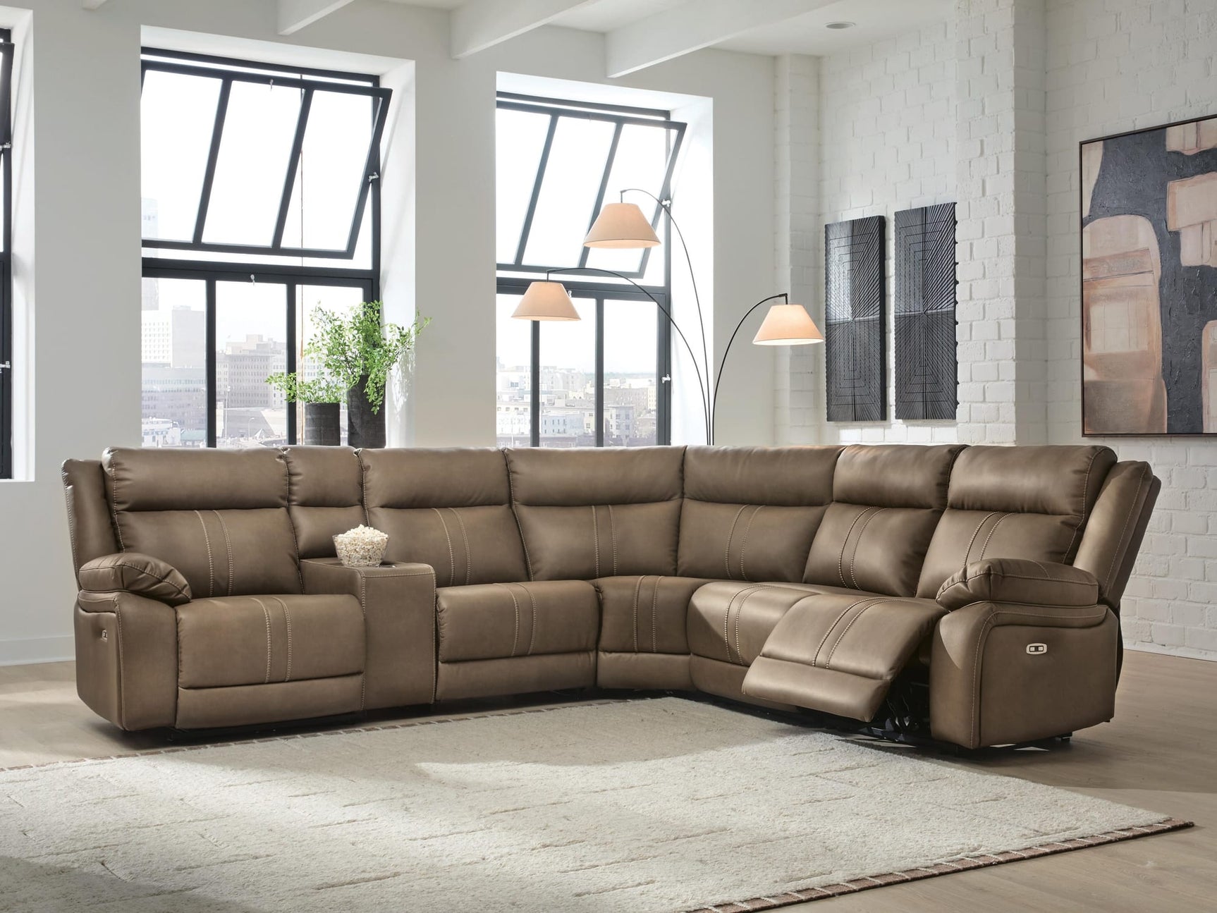 Max-Momentum Biscotti 6-Piece Power Reclining Sectional with Audio Console view 6