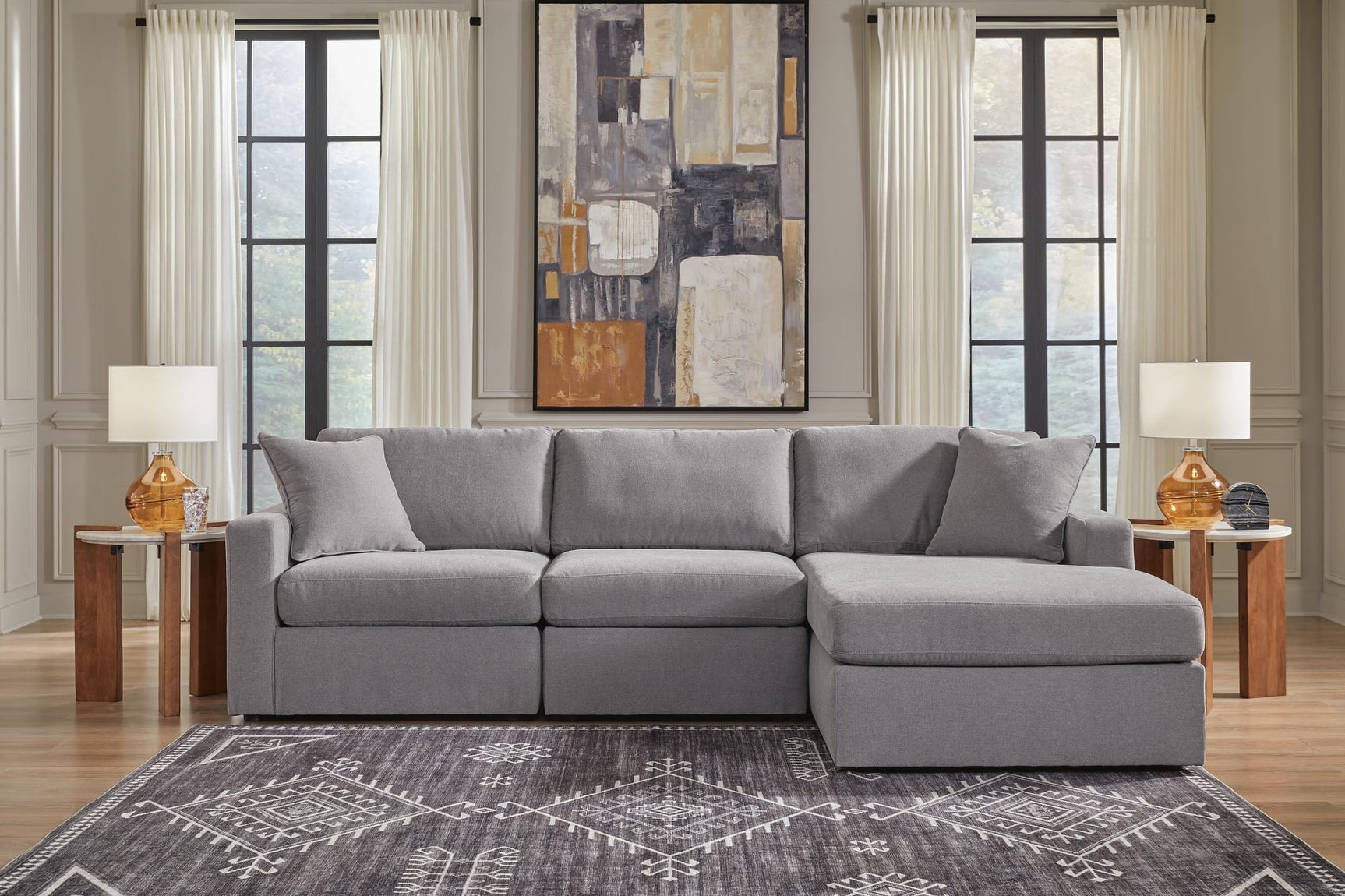Modmax Granite 3-Piece Sectional Sofa Storage Chaise from Decor Furniture