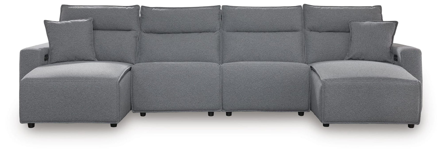 Modmax II Salt and Pepper Next-Gen Nuvella™ 4-Piece Reclining Sectional with Double Chaise view 2