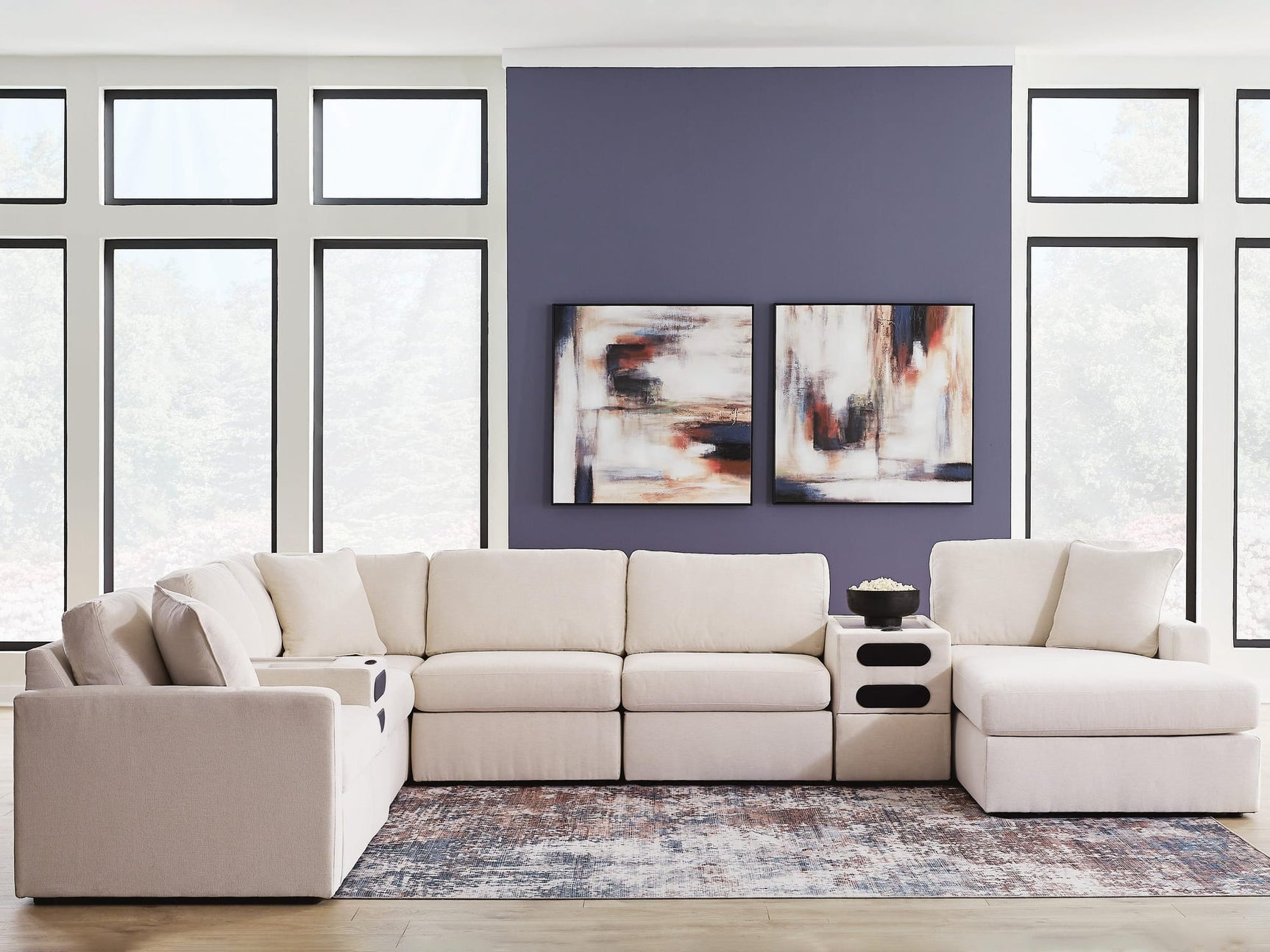Modmax Oyster 8-Piece Sectional with Storage Chaise and Audio Consoles from Decor Furniture