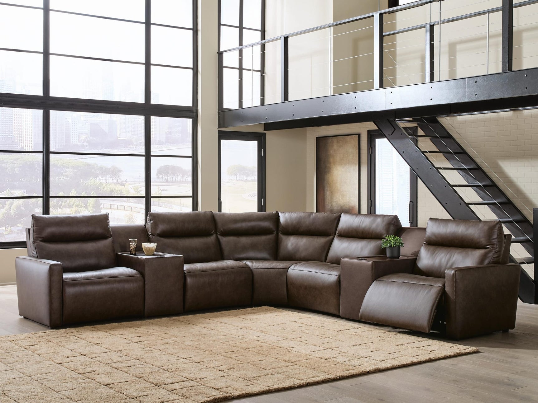 ModZ Chocolate 7-Piece Power Reclining Sectional with Audio Consoles view 5