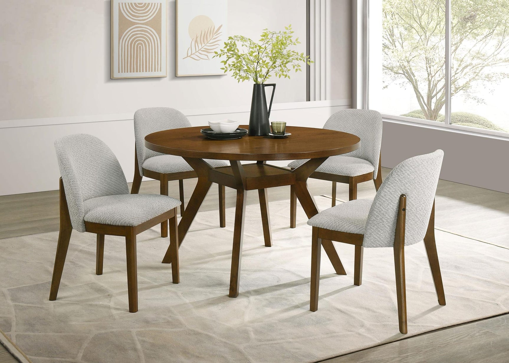 Mueller 48-inch Round Mindi Veneer Dining Table Brown view 7