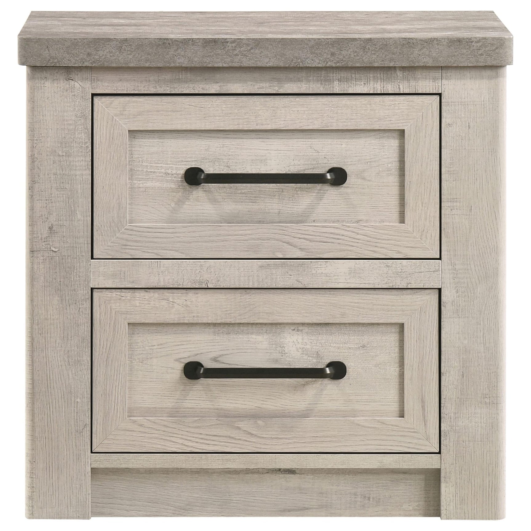 Nevado Farmhouse 2-Drawer Nightstand Grey and Weathered Taupe view 3