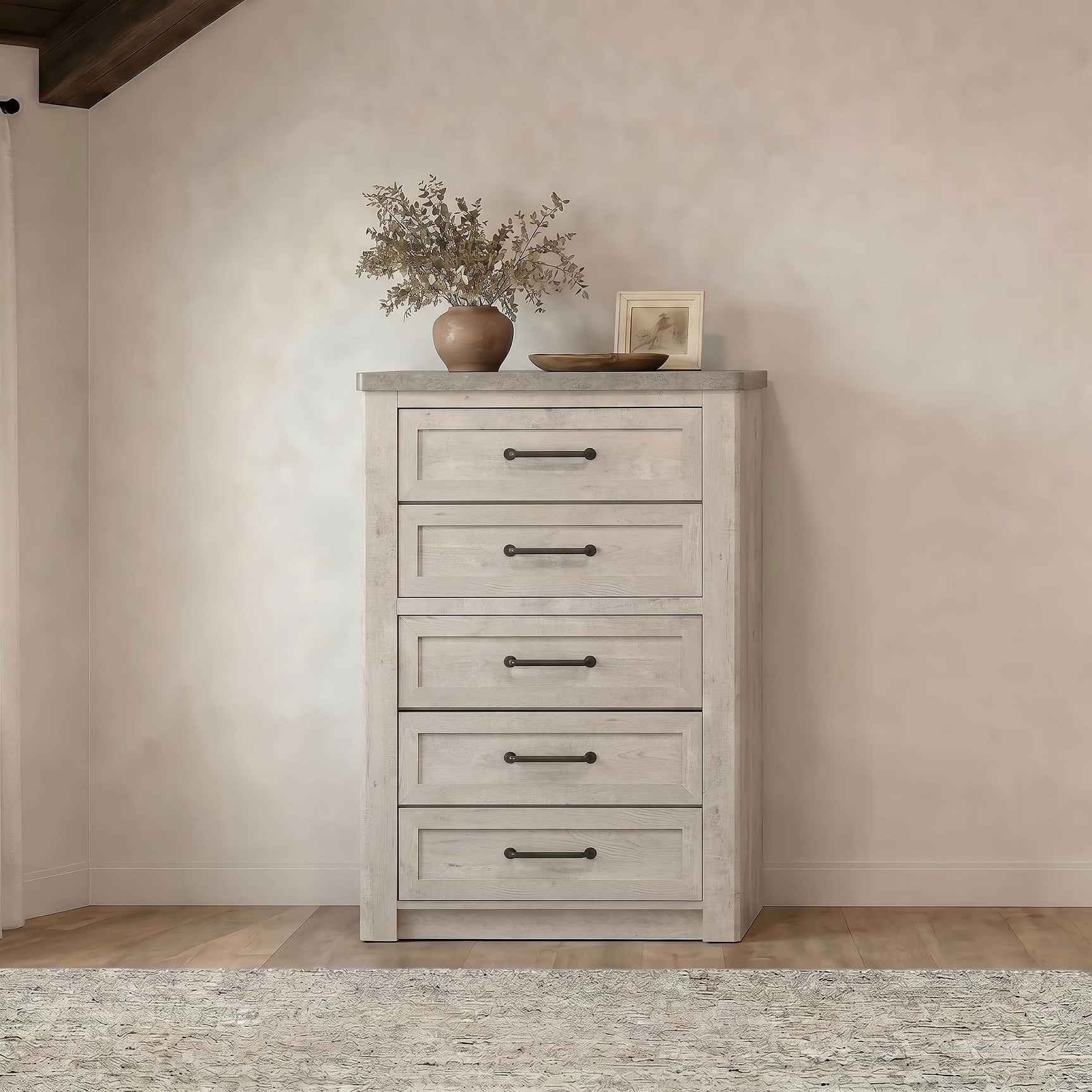 Nevado Farmhouse 5-Drawer Chest Grey and Weathered Taupe view 2