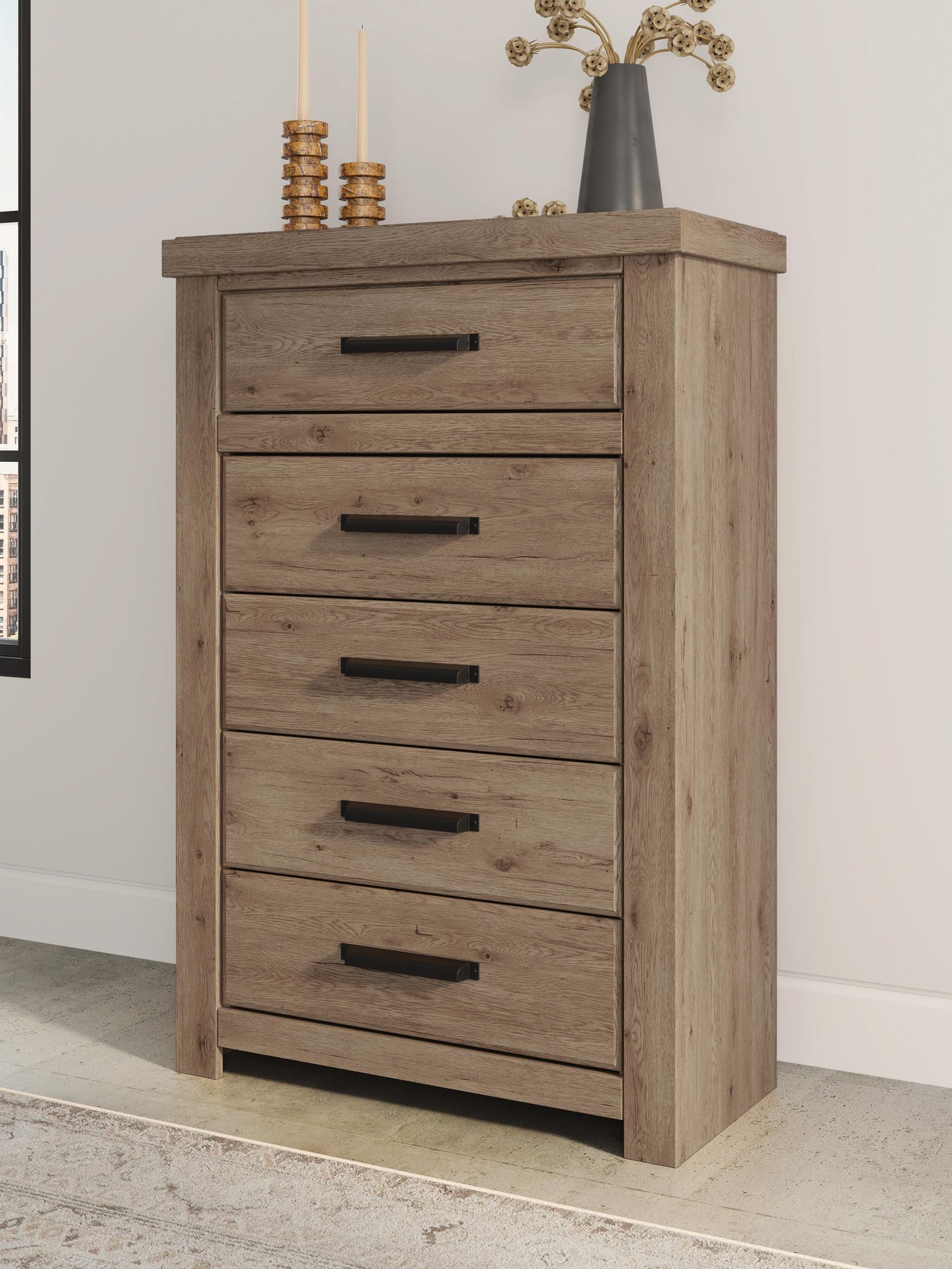 Oliandon Light Brown Panel Storage Bedroom Set view 4