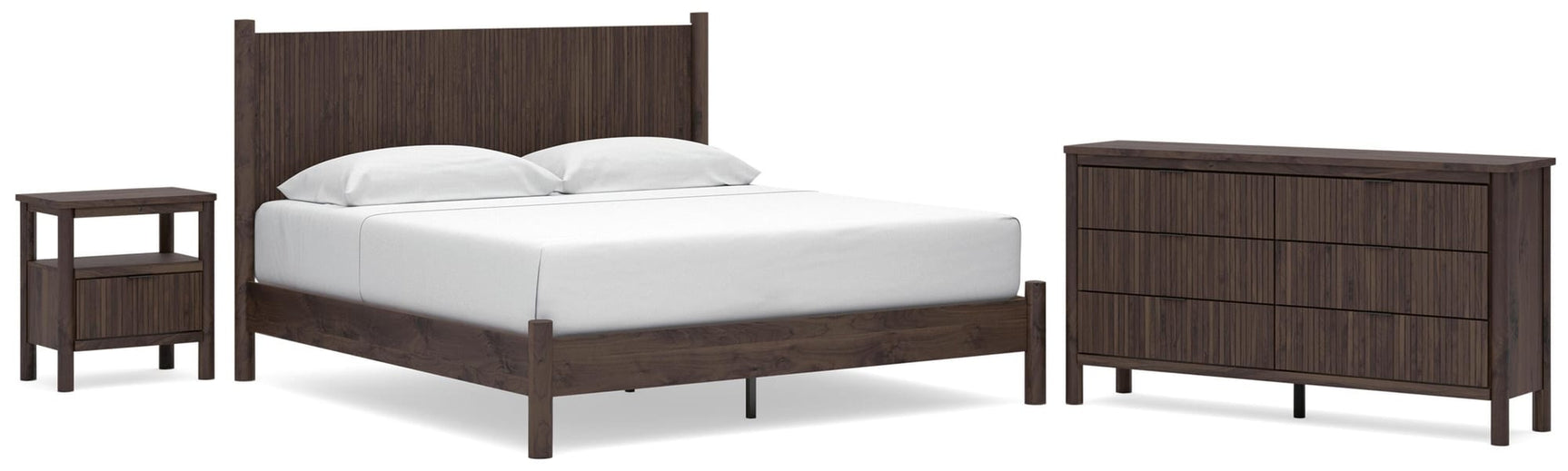 Pamytta Brown Platform Bedroom Set King 4: Bed, Dresser, Mirror, NightStand from Decor Furniture