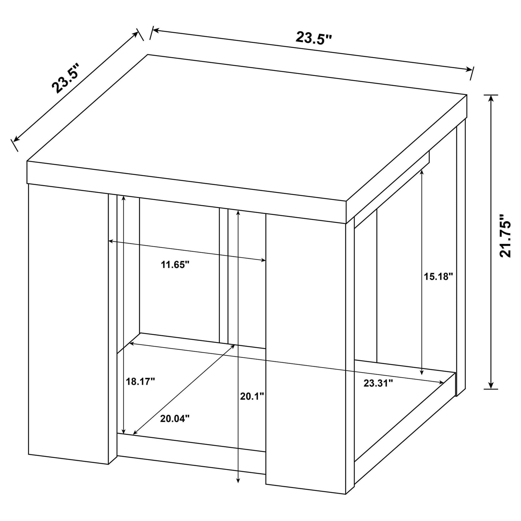 Pavone 2-Piece Transitional Coffee and End Table Set with Shelves Black view 14