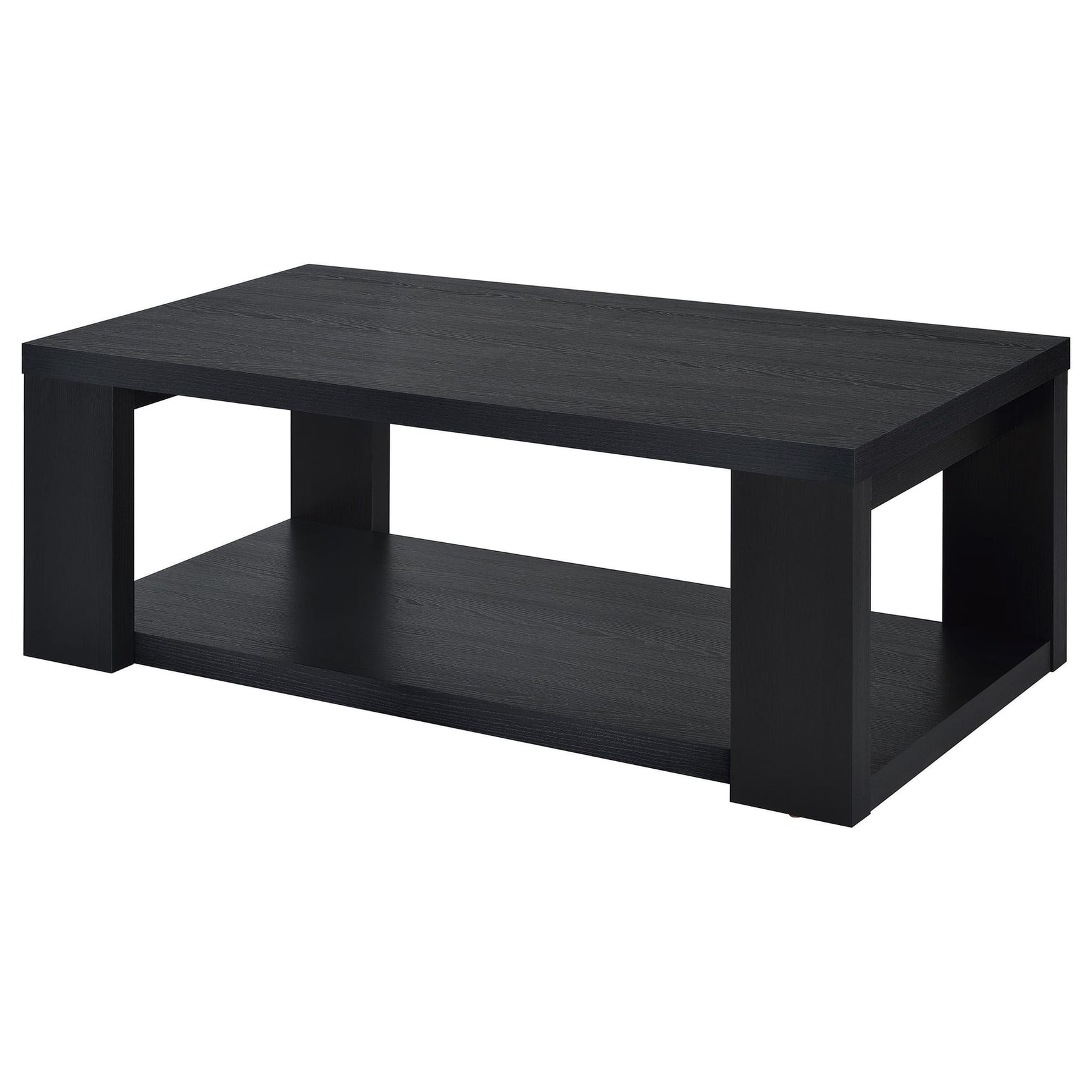 Pavone 3-Piece Transitional Coffee and End Table Set with Shelves Black view 10