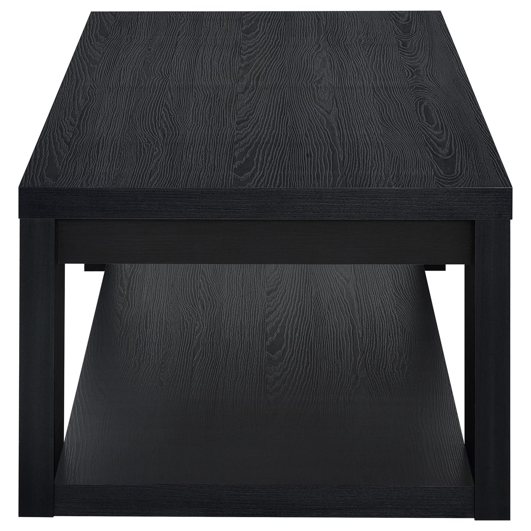 Pavone 3-Piece Transitional Coffee and End Table Set with Shelves Black view 12